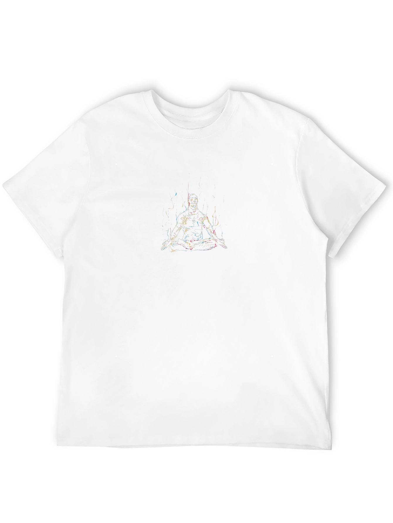 Mens Black T-Shirt with Abstract Meditating Figure Graphic