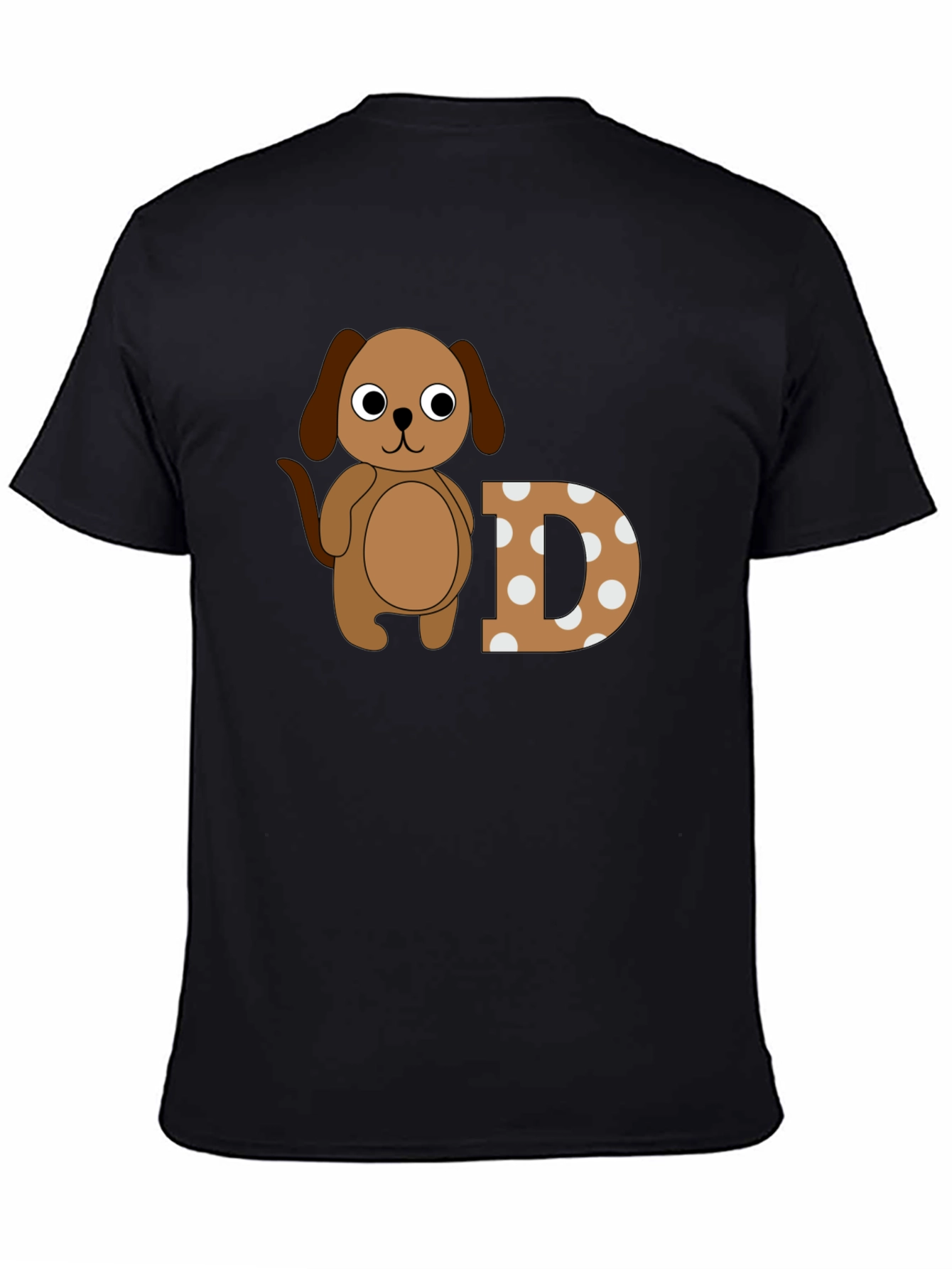 Dog & Letter D Graphic Black T-Shirt