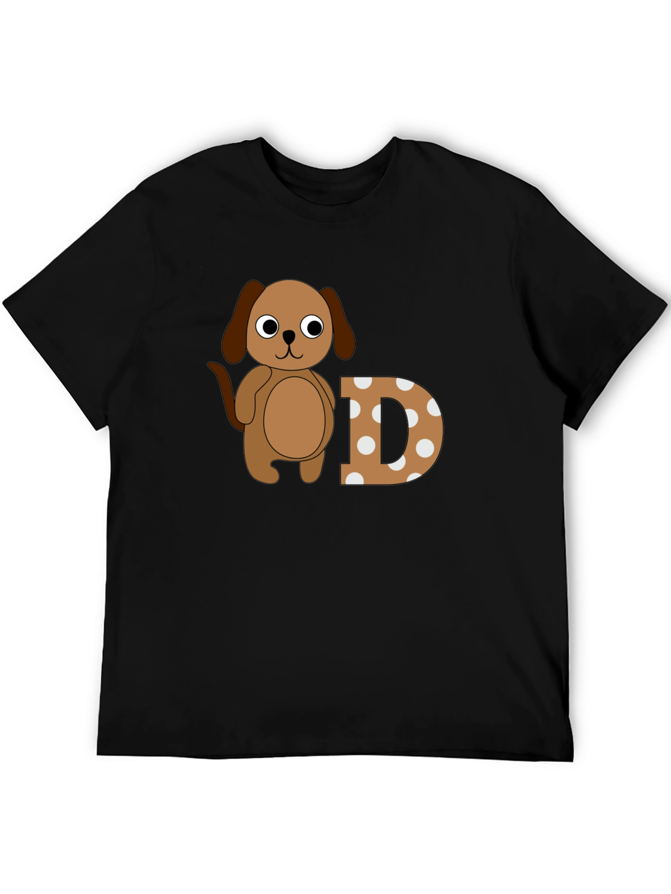 Dog & Letter D Graphic Black T-Shirt