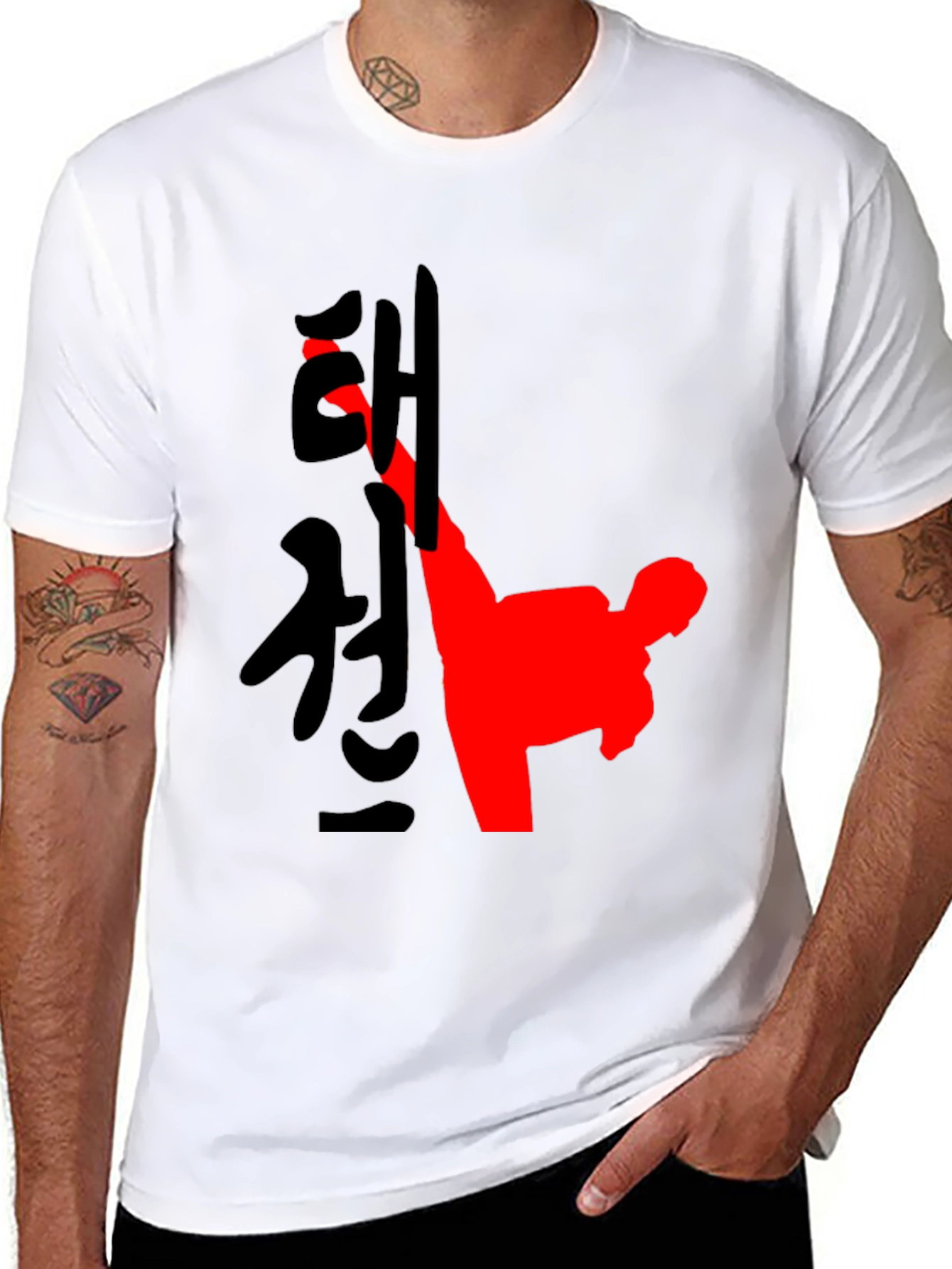 Taekwondo Kick Graphic T-Shirt - Black