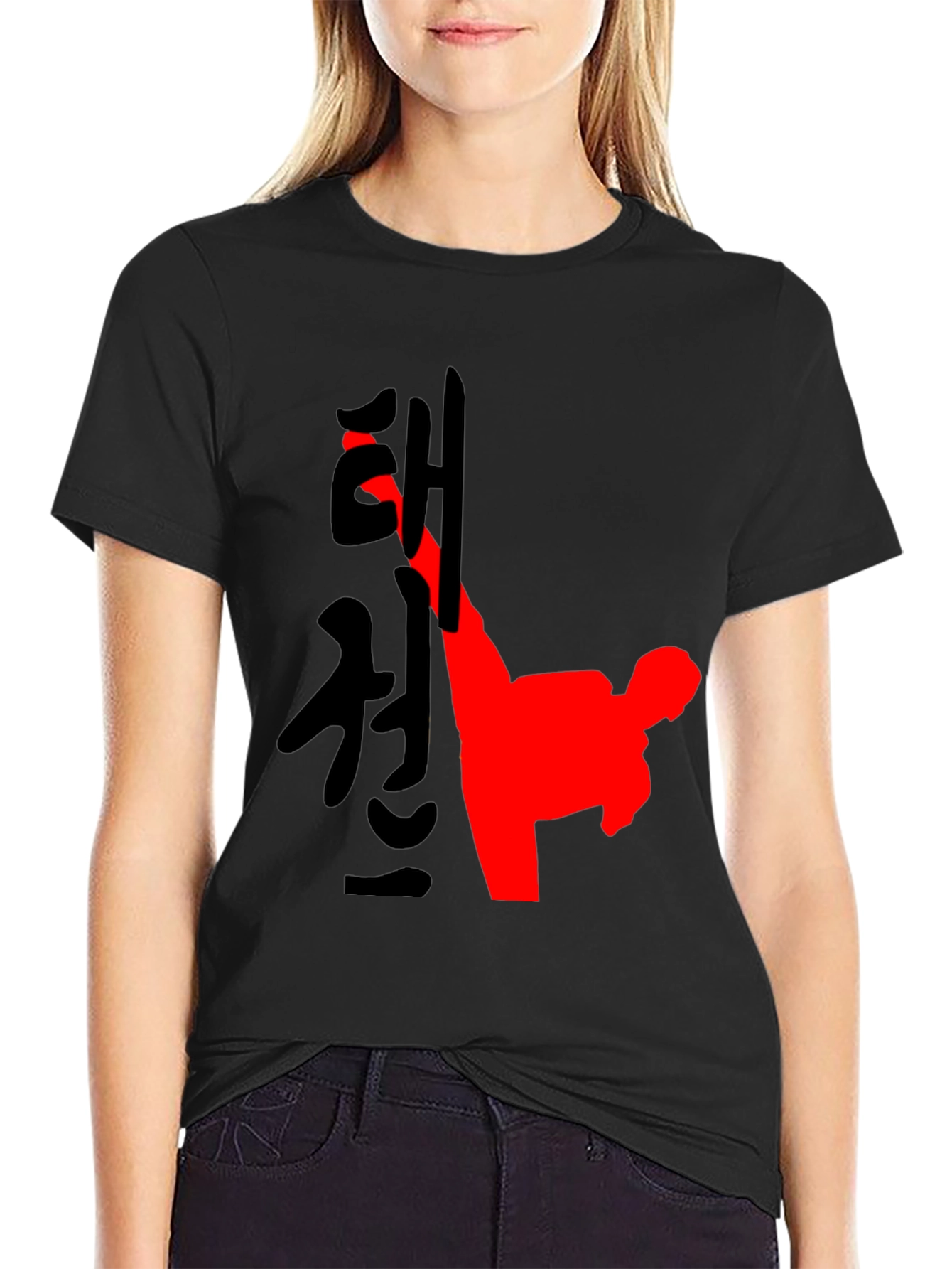 Taekwondo Kick Graphic T-Shirt - Black
