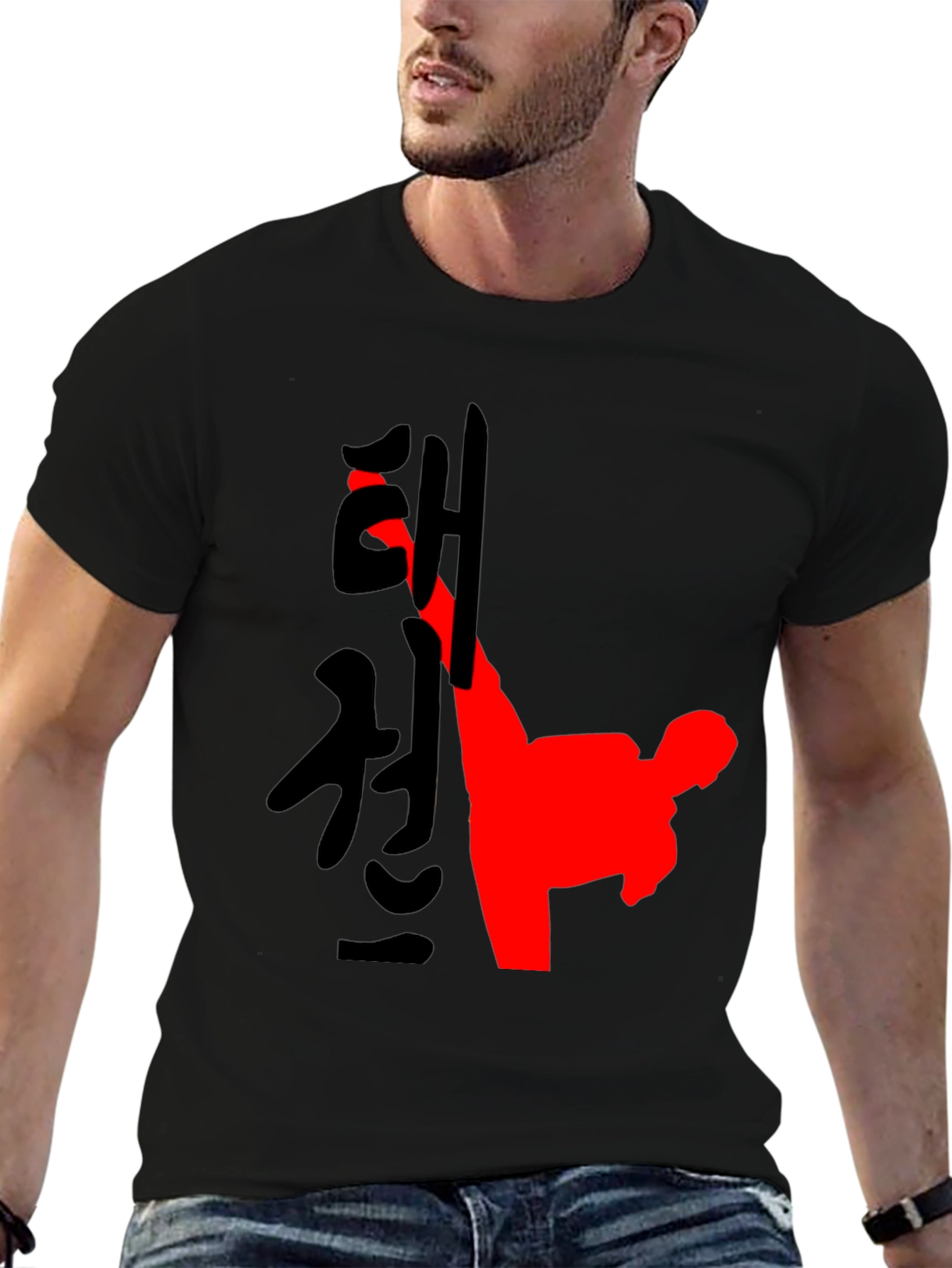 Taekwondo Kick Graphic T-Shirt - Black