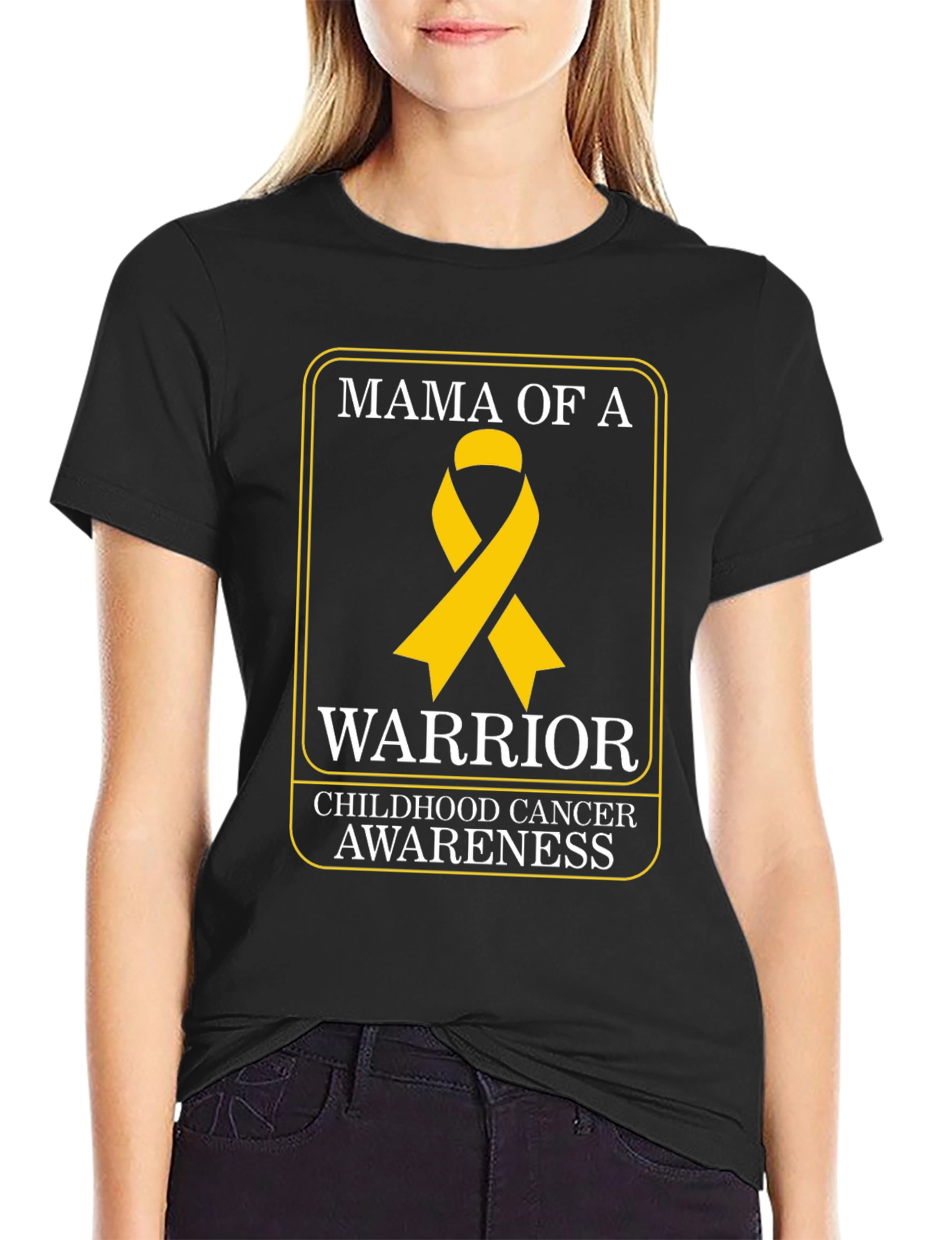 Mama of a Warrior Childhood Cancer Awareness T-Shirt