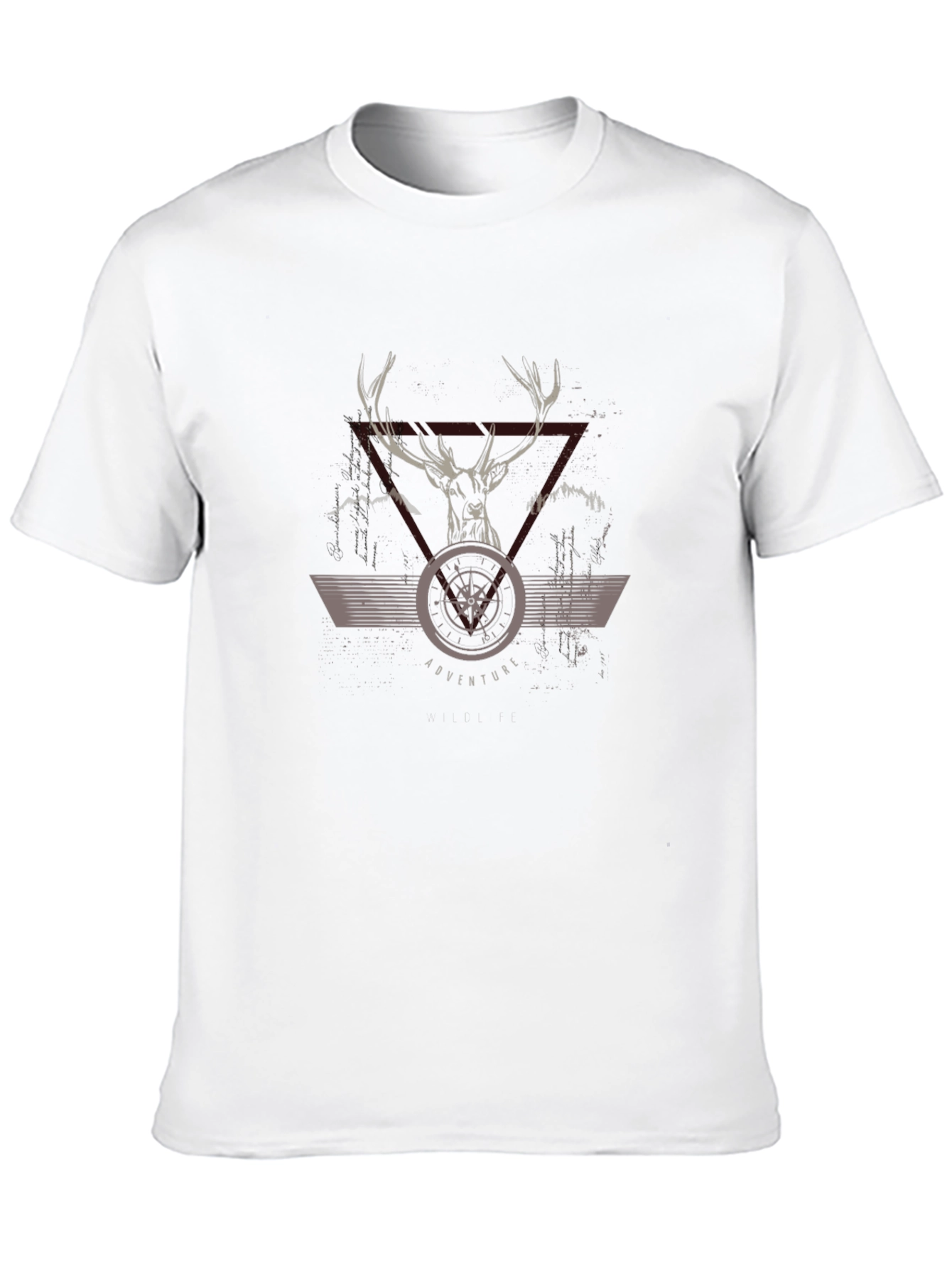 Adventure Compass Deer Graphic Black T-Shirt