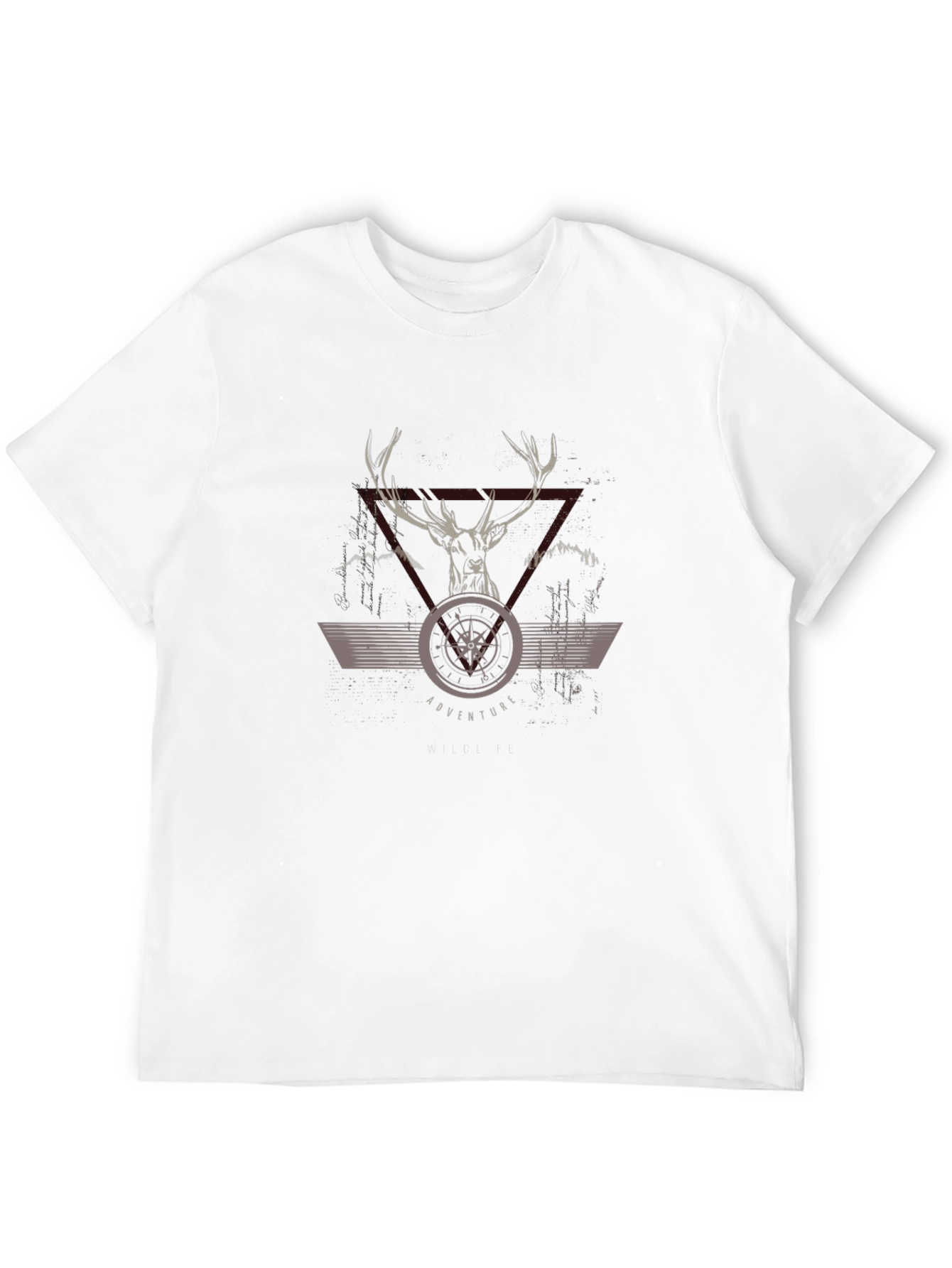 Adventure Compass Deer Graphic Black T-Shirt