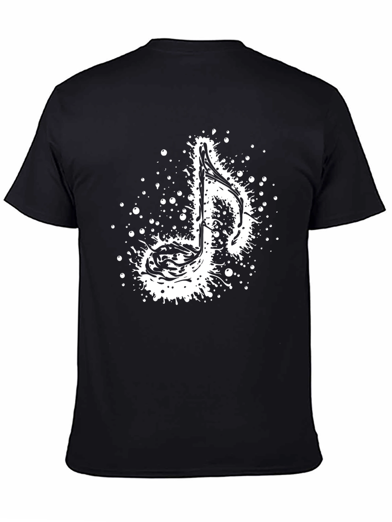 Music Note Splatter Graphic Tee - Stylish Black T-Shirt