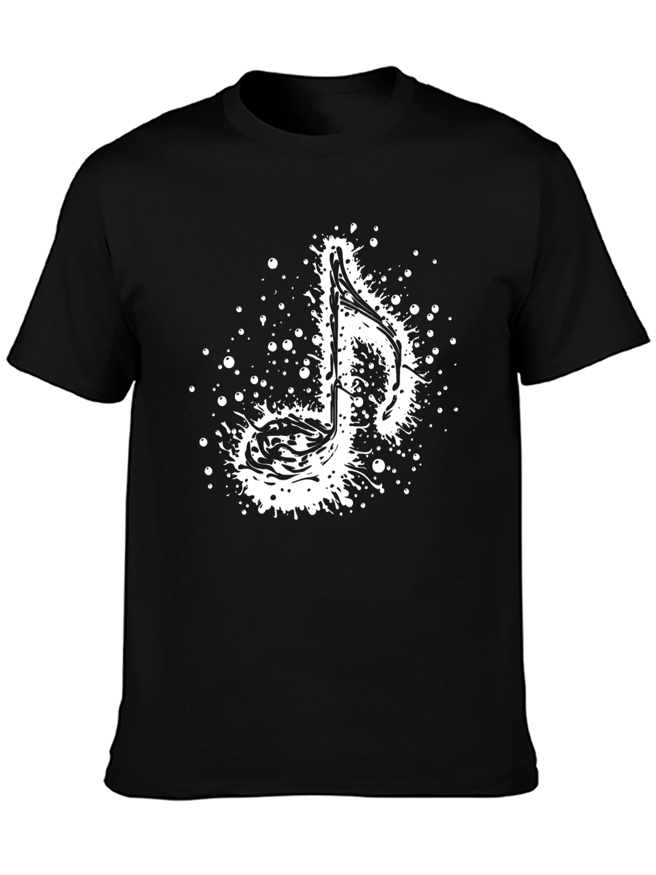 Music Note Splatter Graphic Tee - Stylish Black T-Shirt