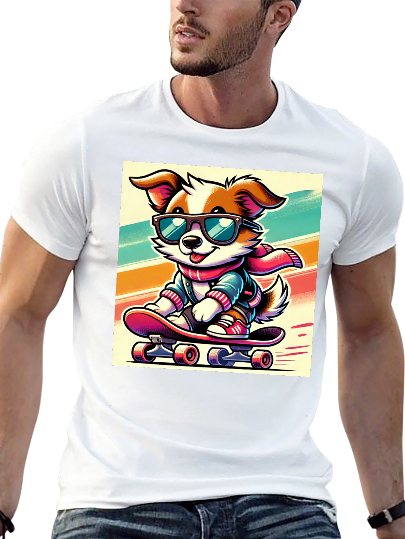 Cool Dog Skateboard Graphic Tee