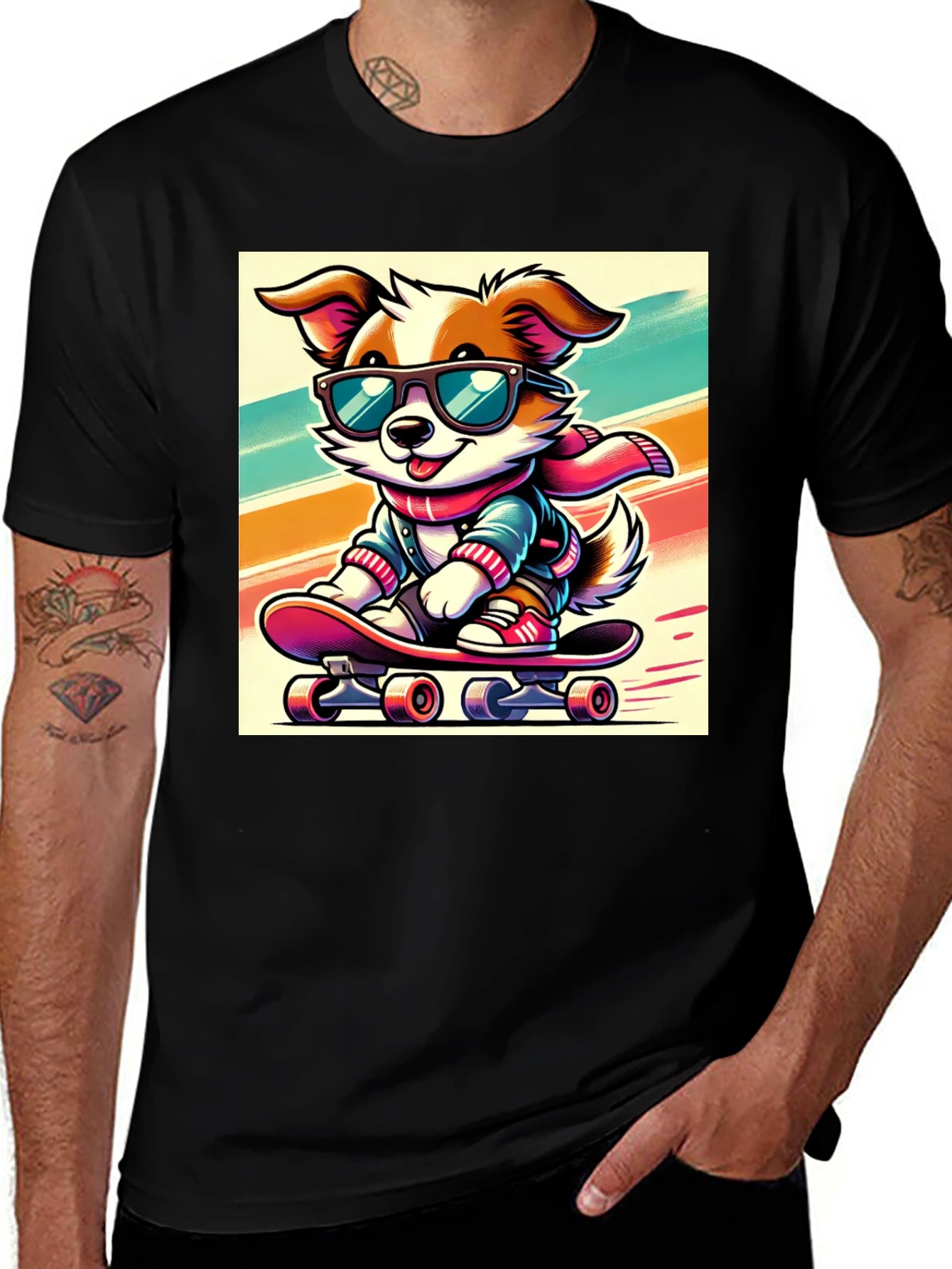 Cool Dog Skateboard Graphic Tee