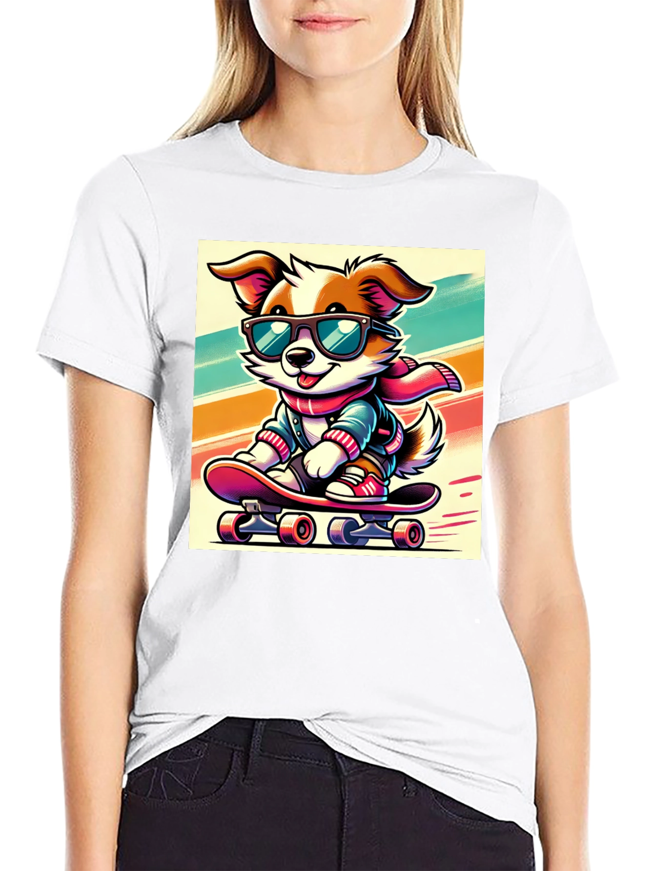 Cool Dog Skateboard Graphic Tee