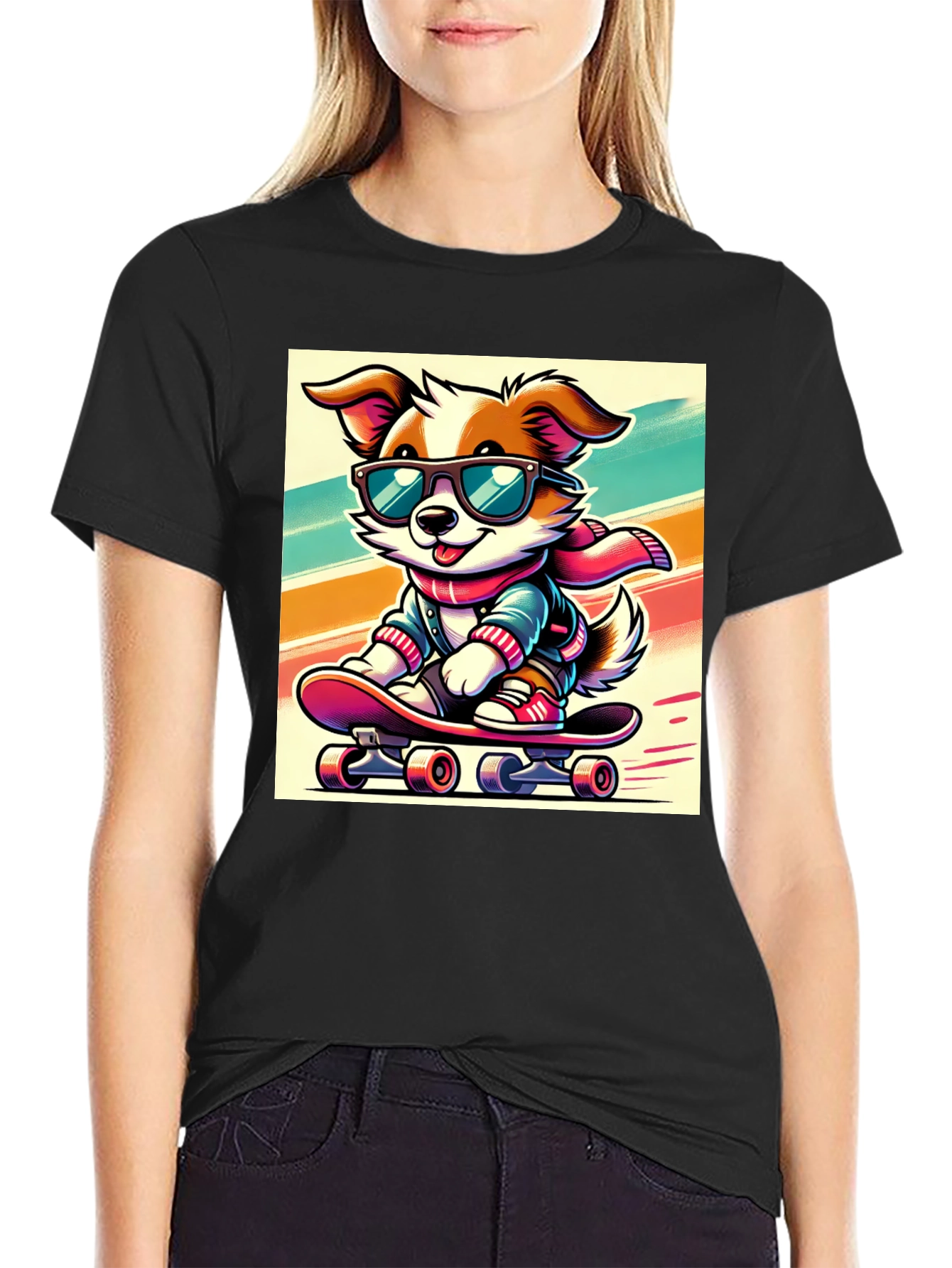 Cool Dog Skateboard Graphic Tee