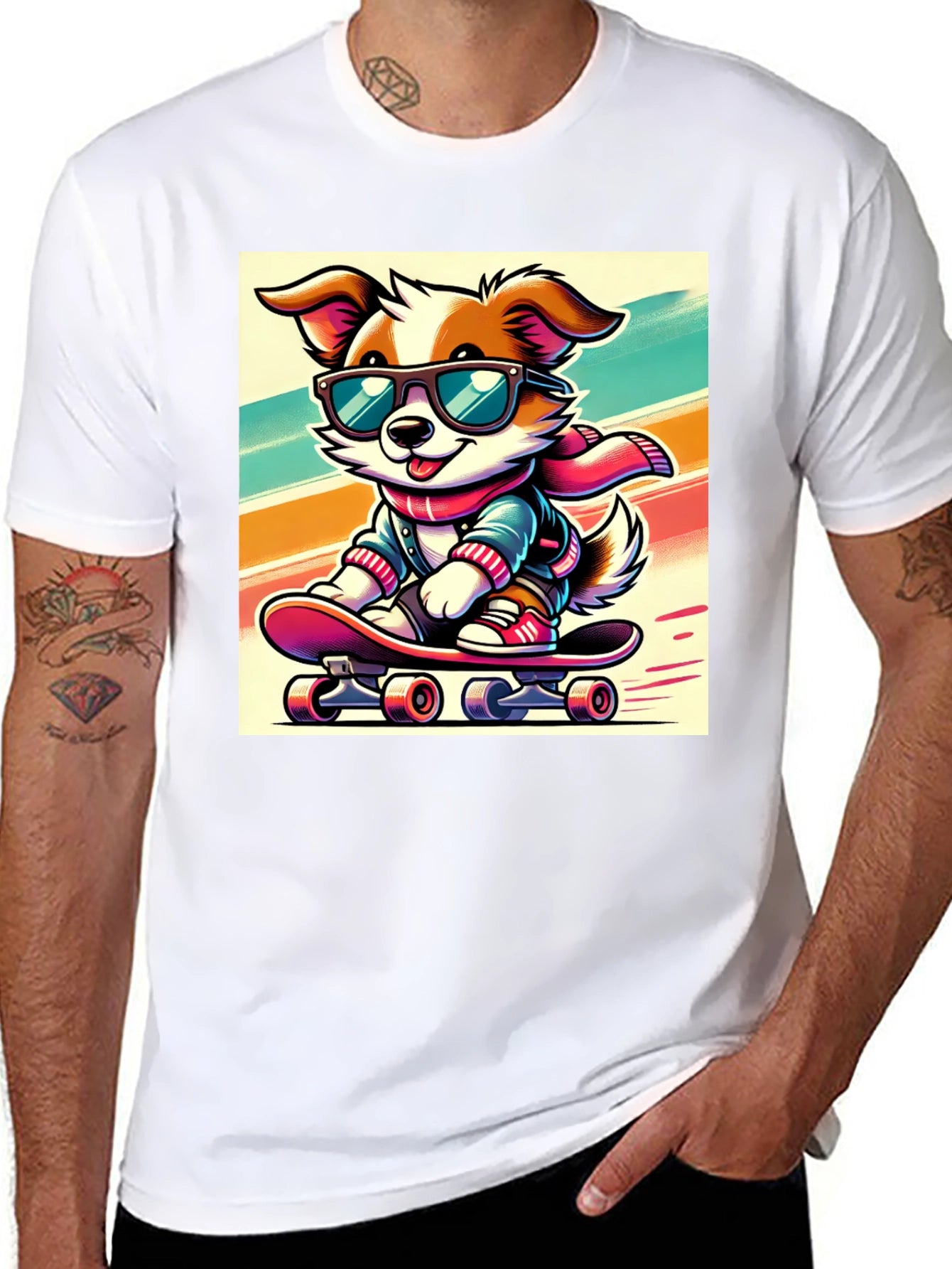 Cool Dog Skateboard Graphic Tee