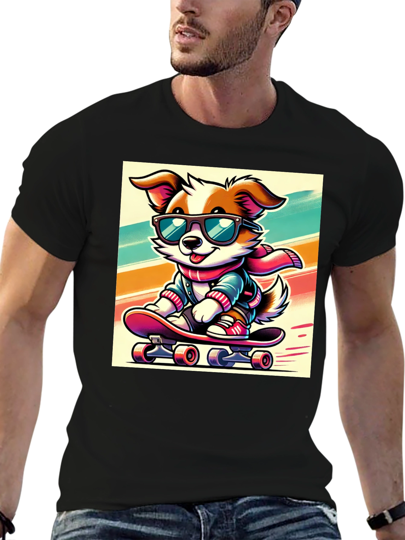 Cool Dog Skateboard Graphic Tee