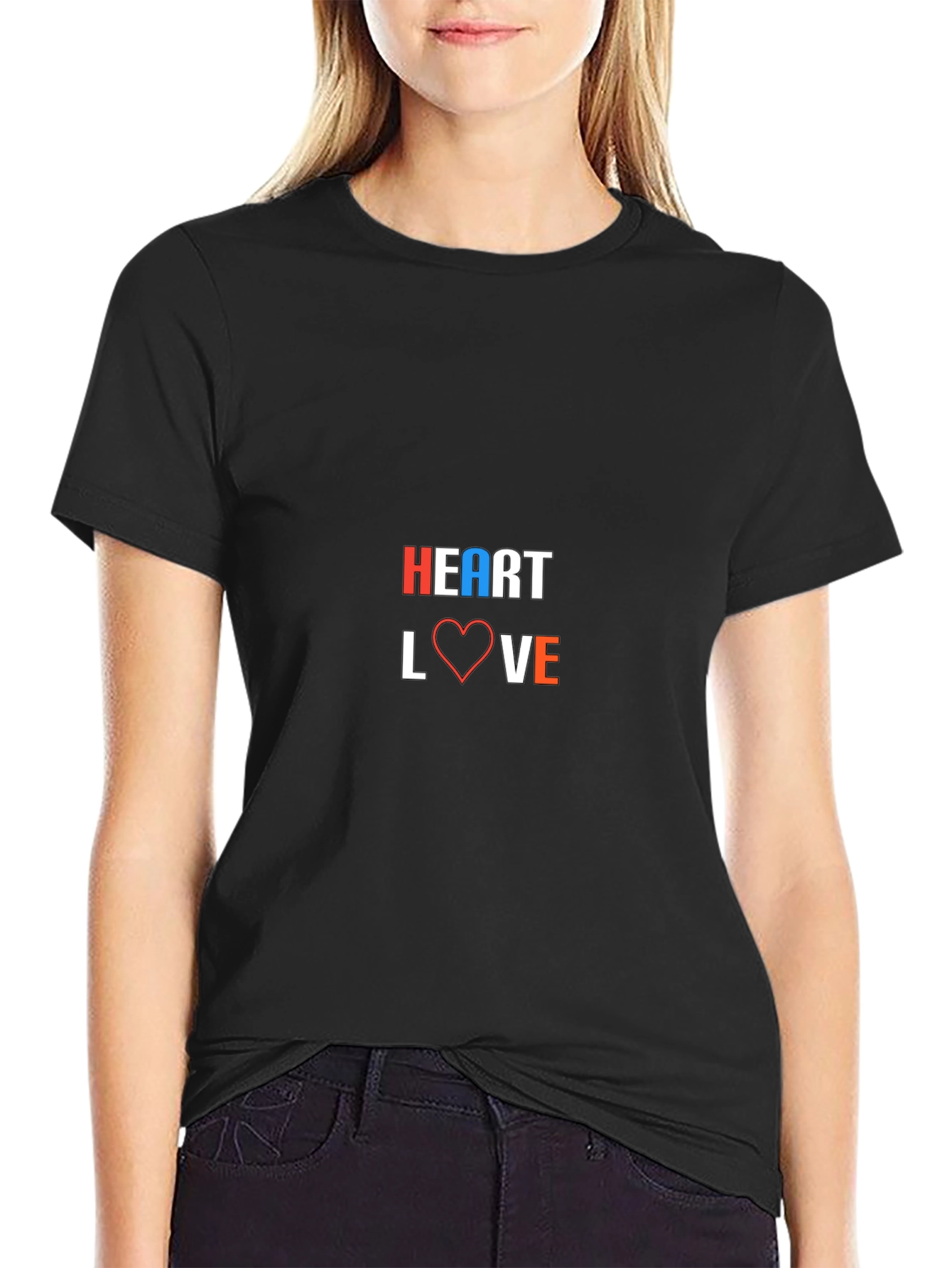 Heart Love Graphic Black T-Shirt