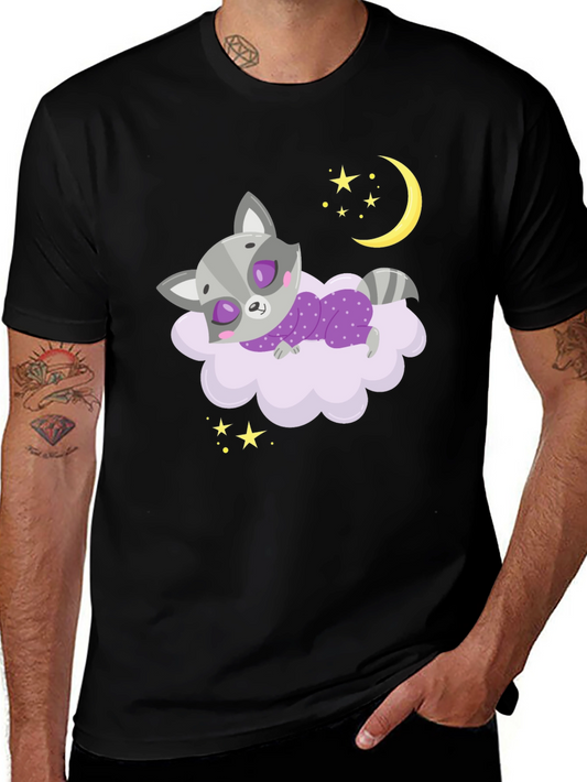 Cute Raccoon Sleeping on Cloud Graphic Tee