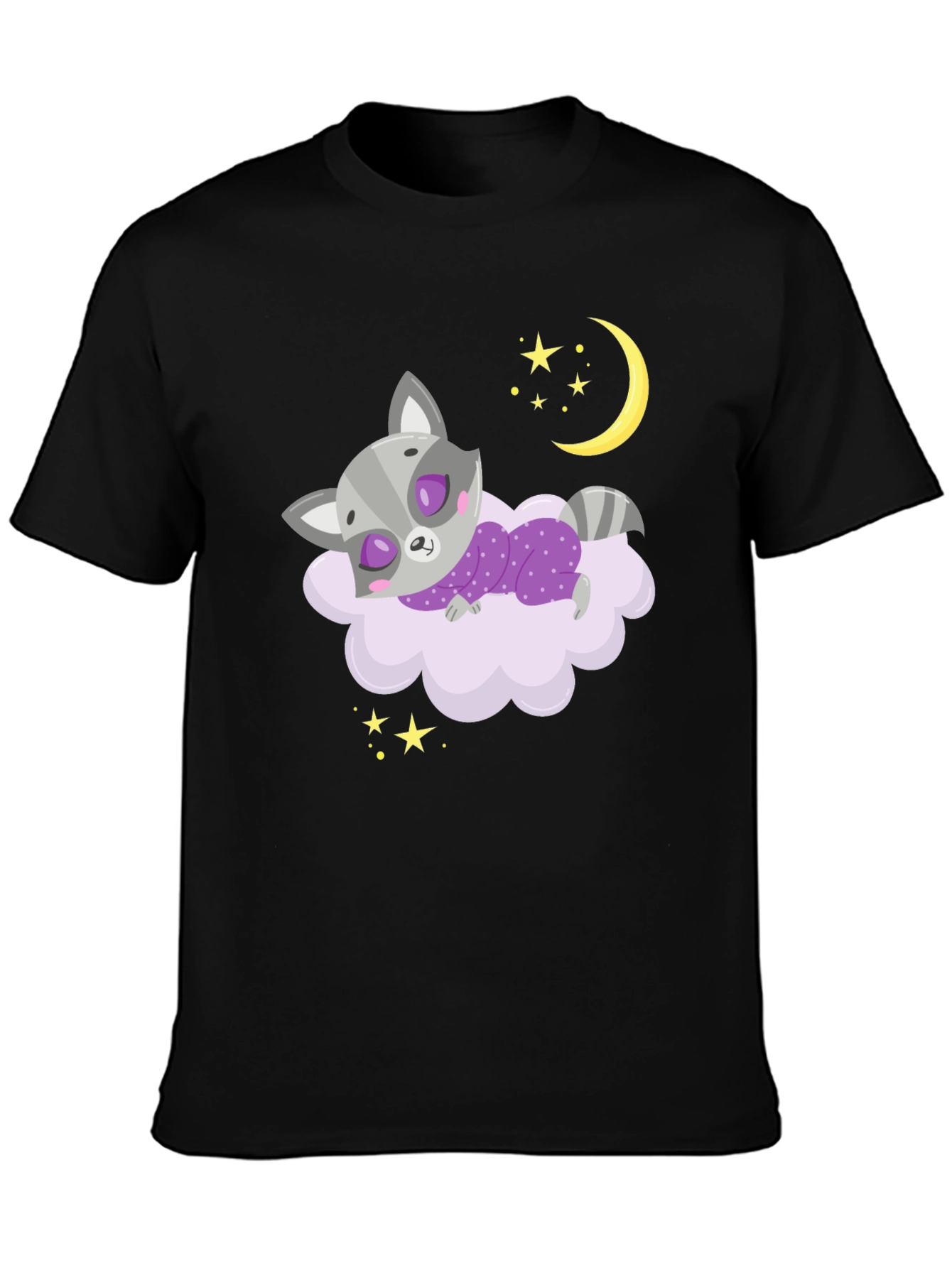Cute Raccoon Sleeping on Cloud Graphic Tee
