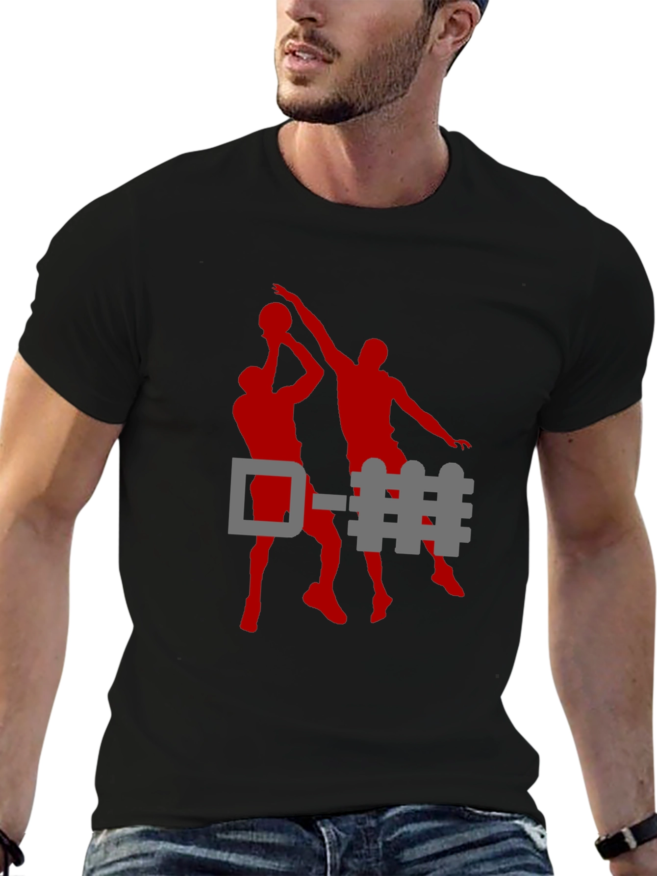 Basketball D-Fence Graphic Tee - Black Cotton