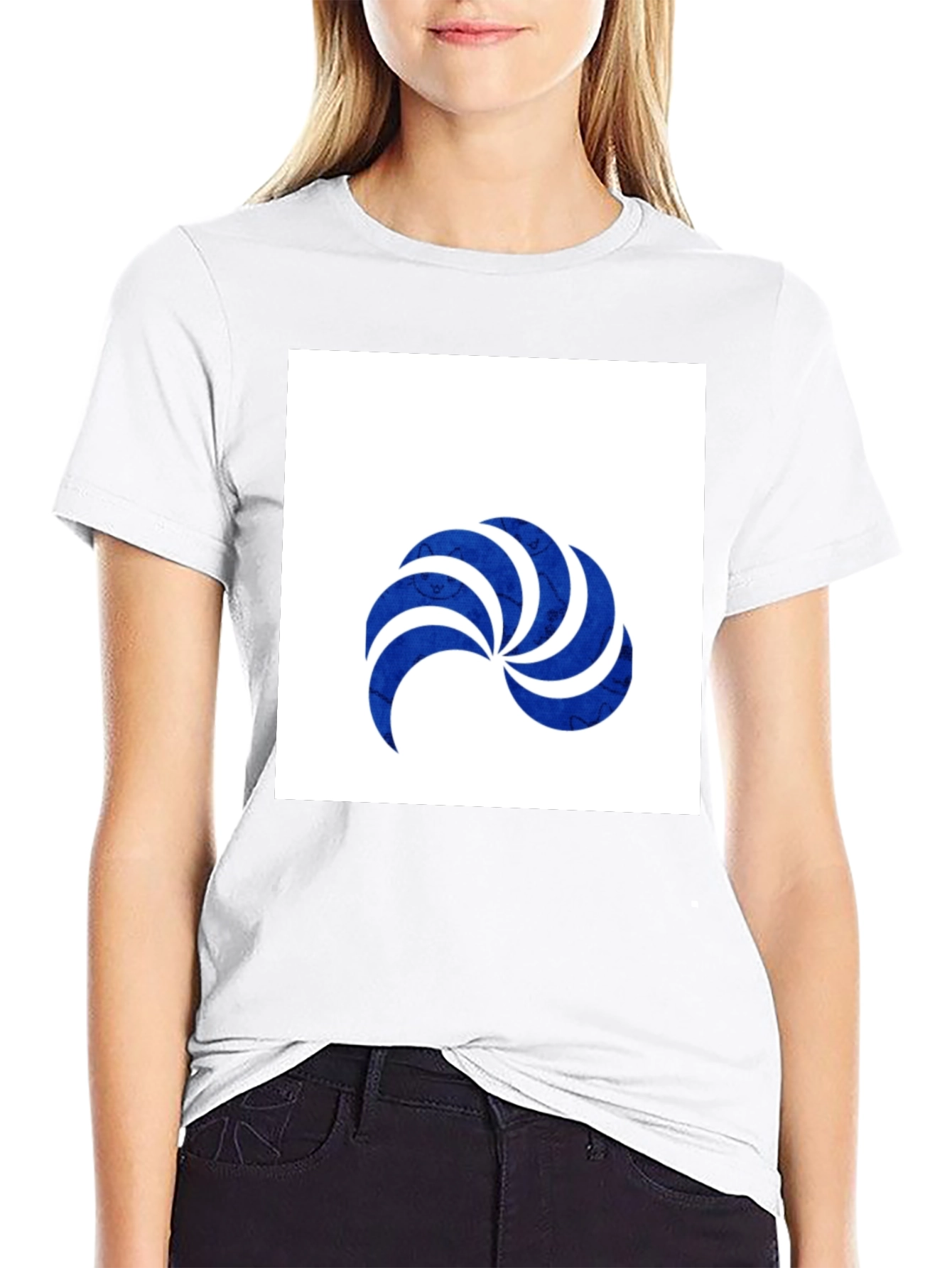 Stylish Black T-Shirt with Blue Swirl Graphic