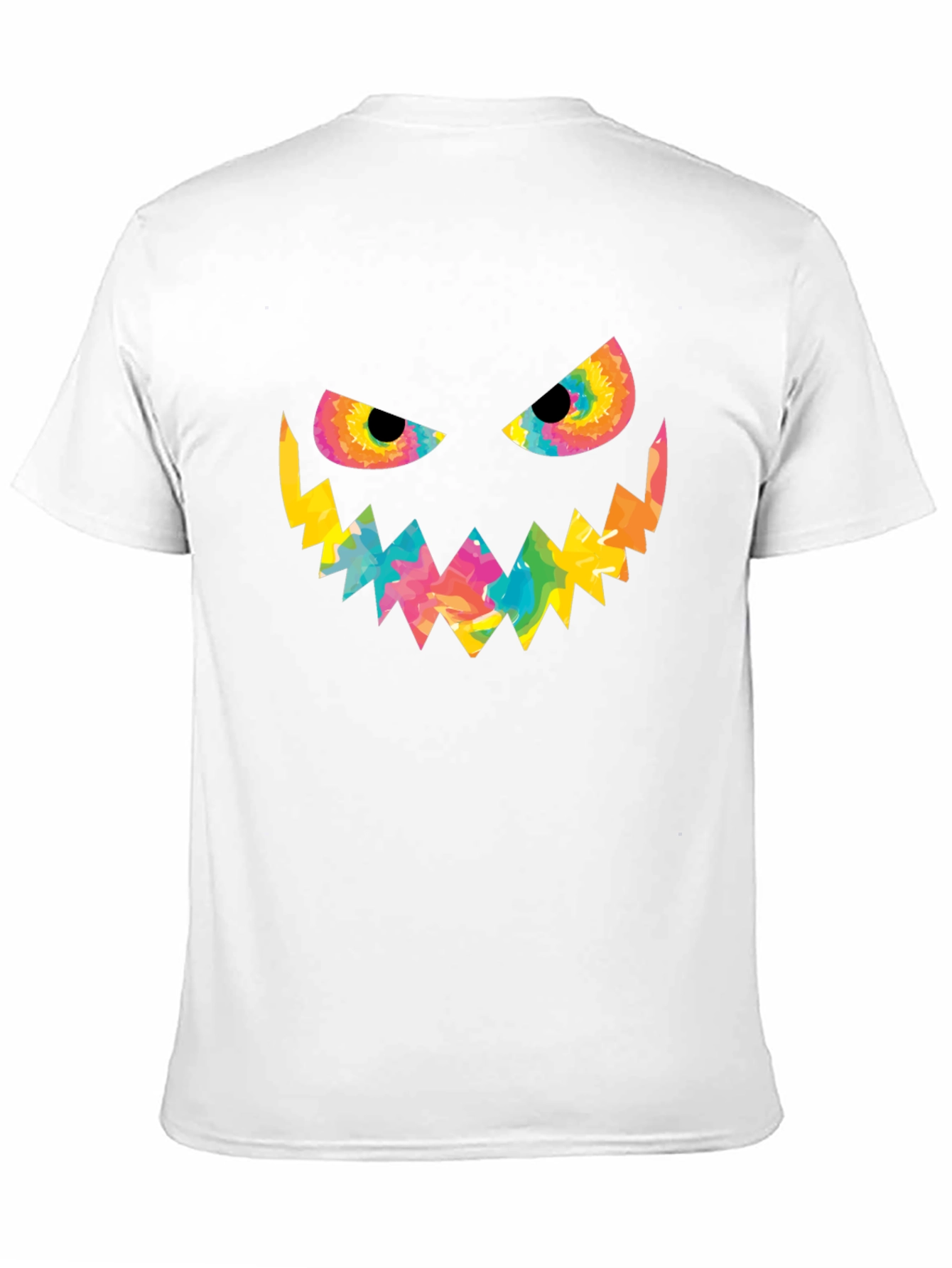 Halloween Tie Dye Pumpkin Face Black T-Shirt