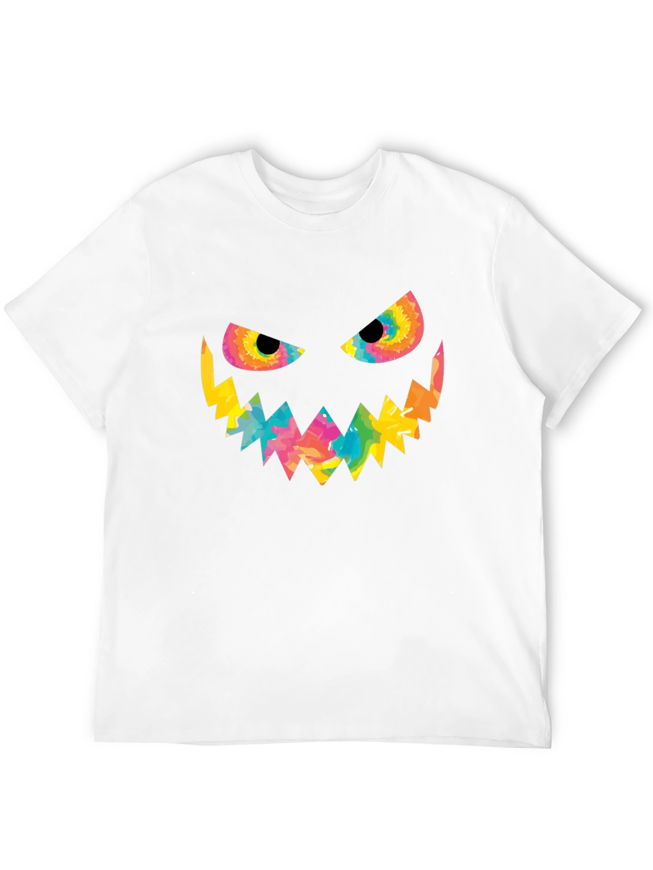 Halloween Tie Dye Pumpkin Face Black T-Shirt