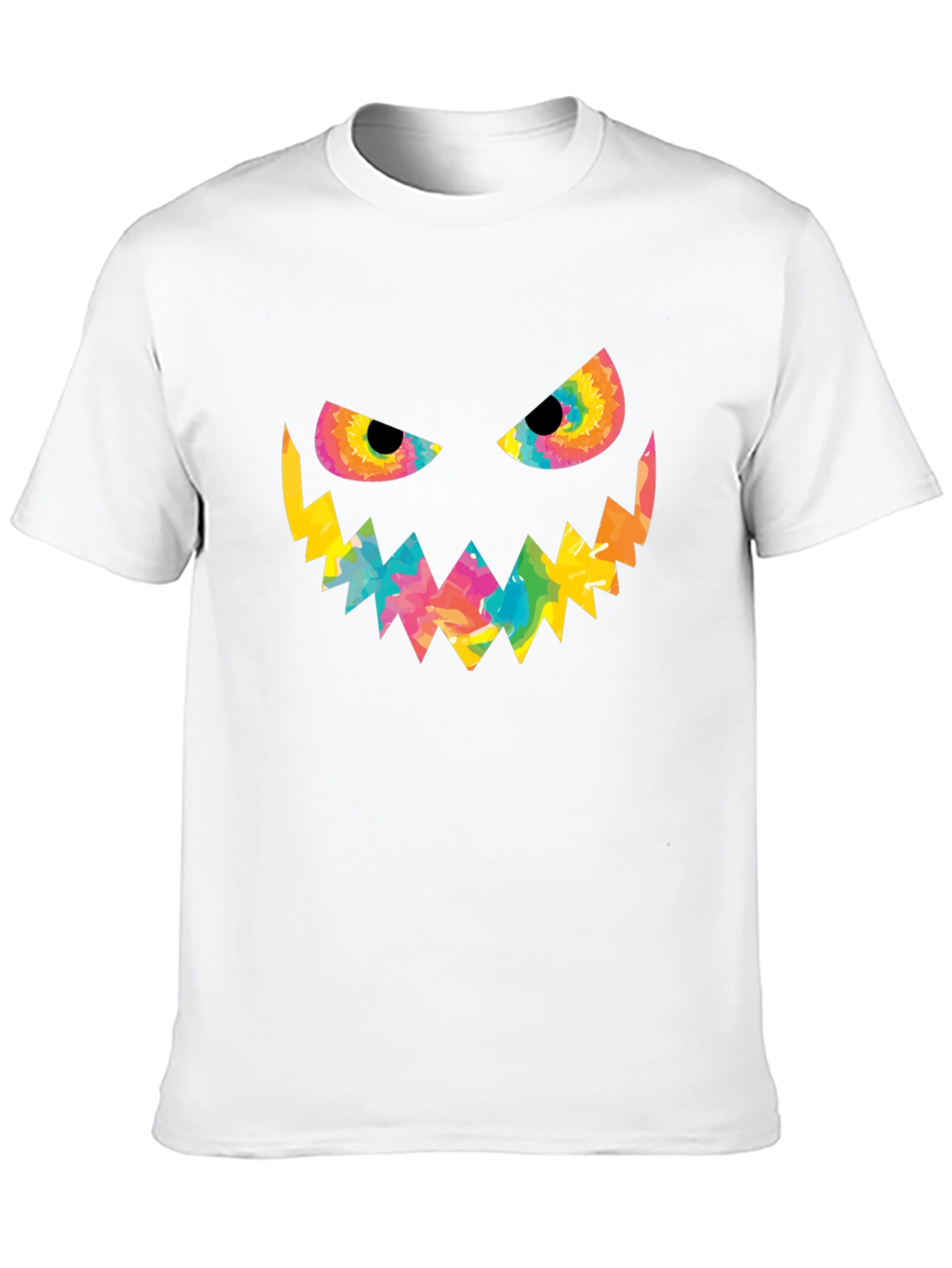 Halloween Tie Dye Pumpkin Face Black T-Shirt