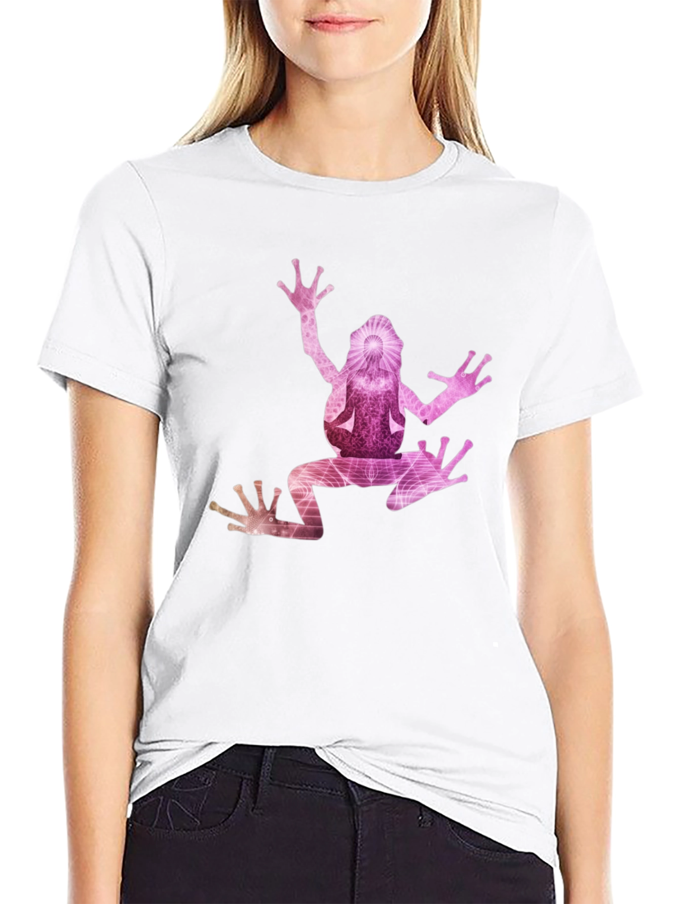 Black T-Shirt with Artistic Frog Graphic