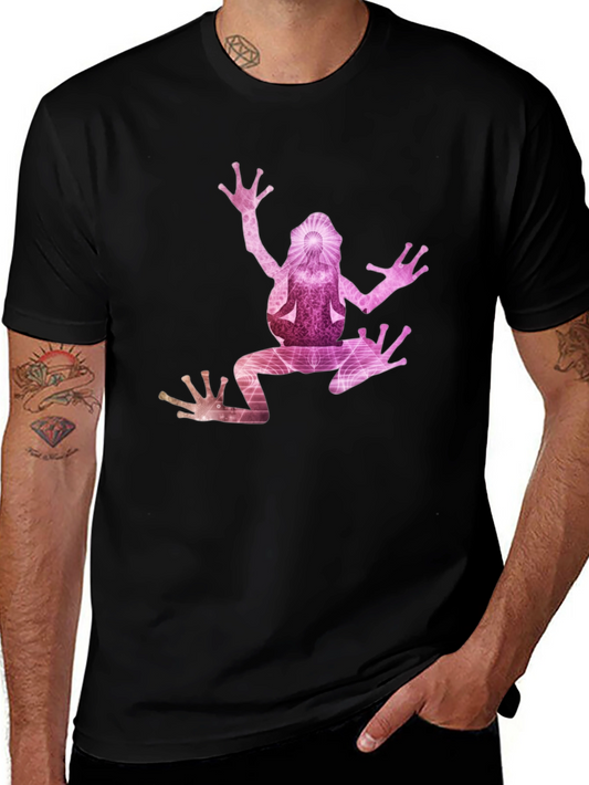 Black T-Shirt with Artistic Frog Graphic