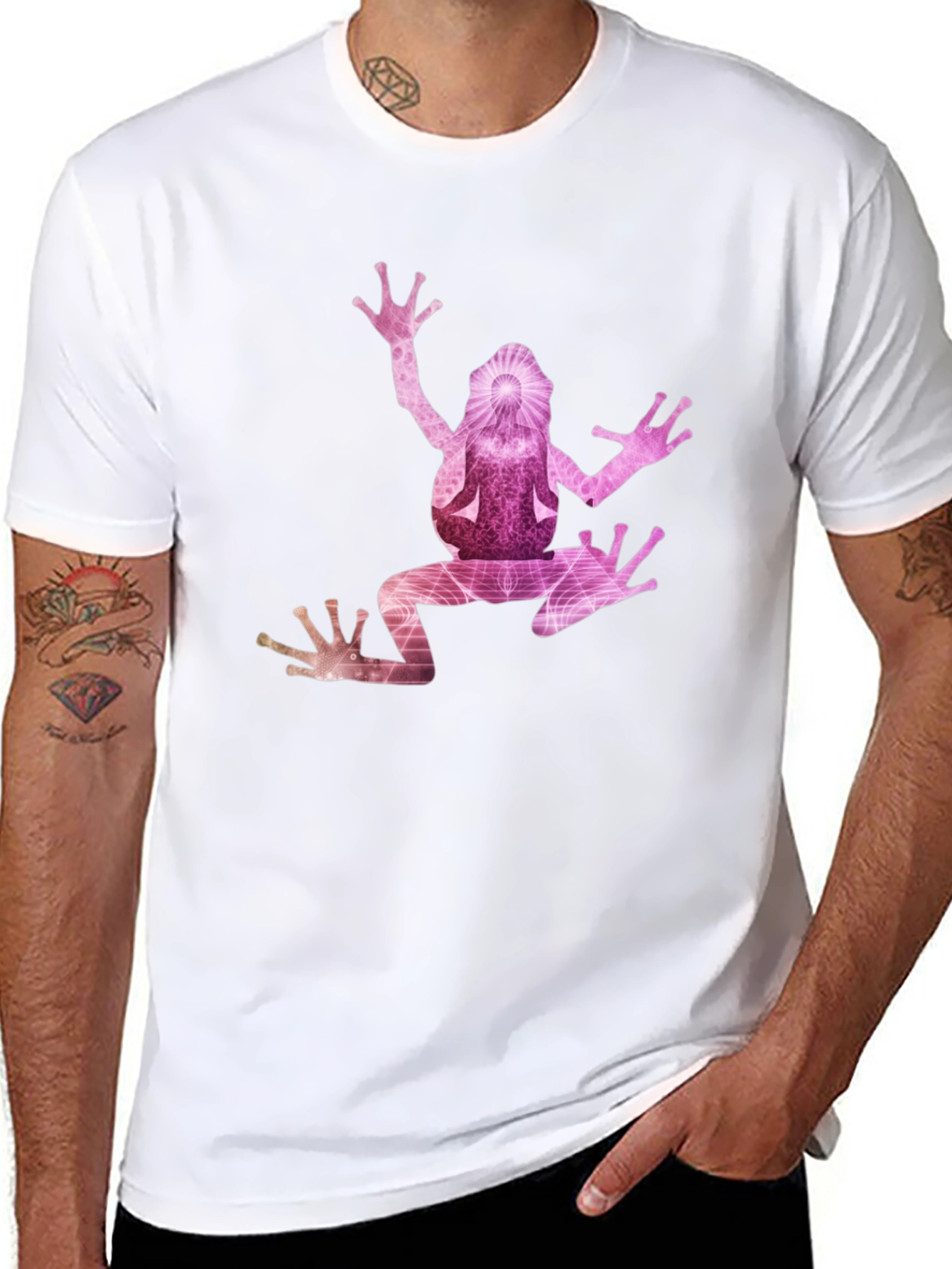 Black T-Shirt with Artistic Frog Graphic