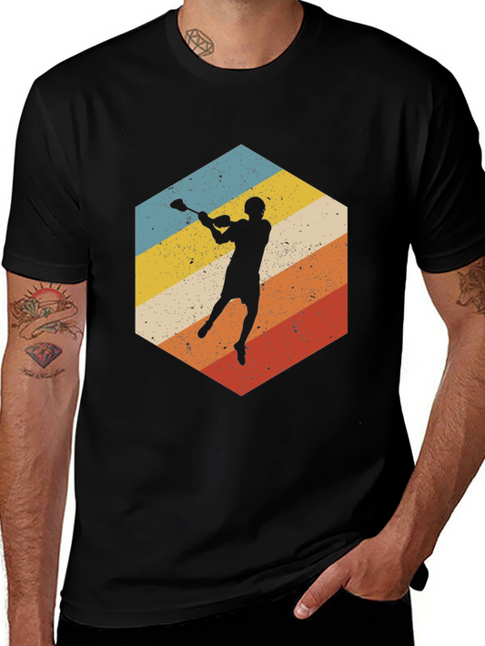 Retro Lacrosse Player Graphic T-Shirt
