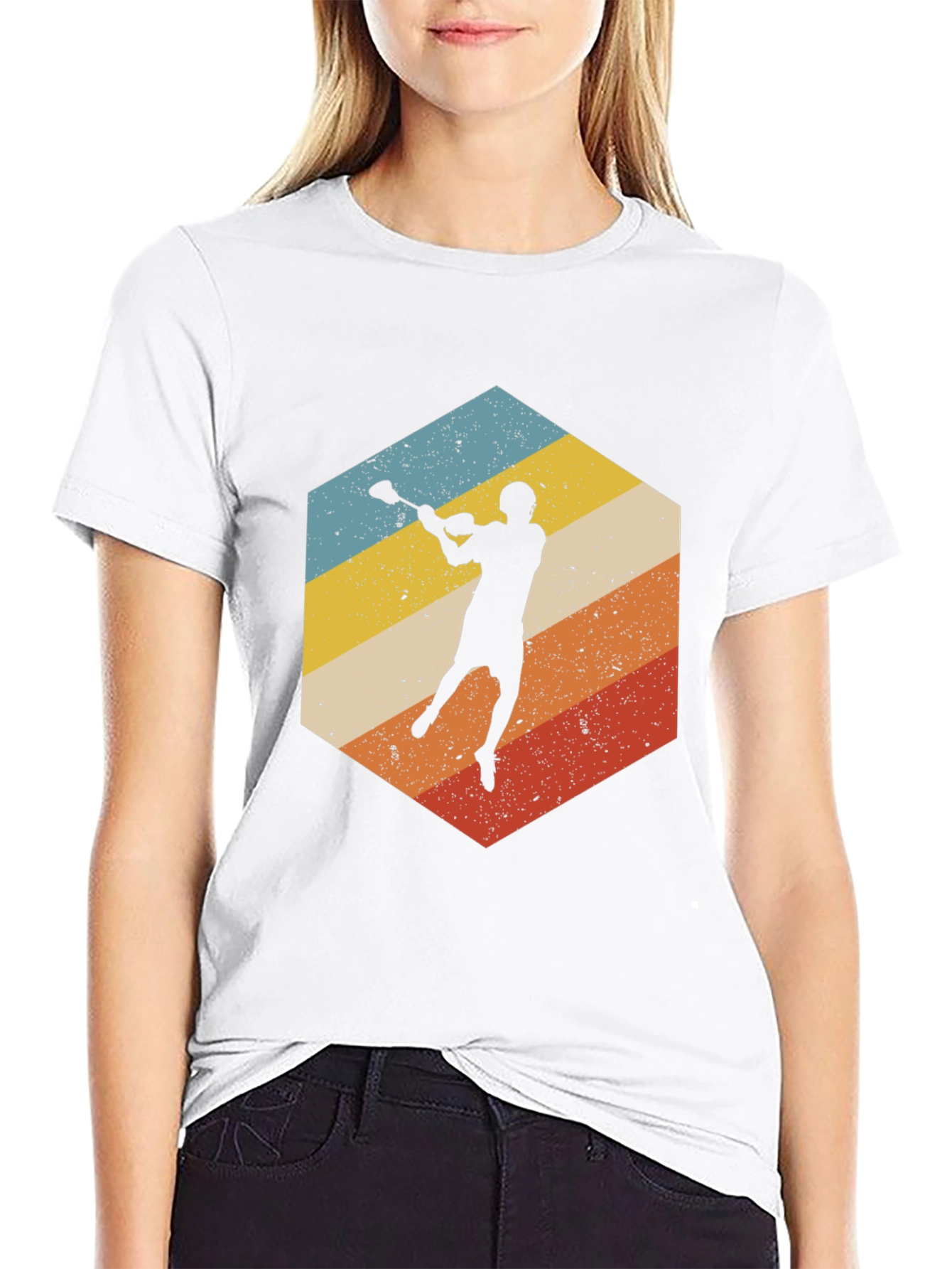 Retro Lacrosse Player Graphic T-Shirt