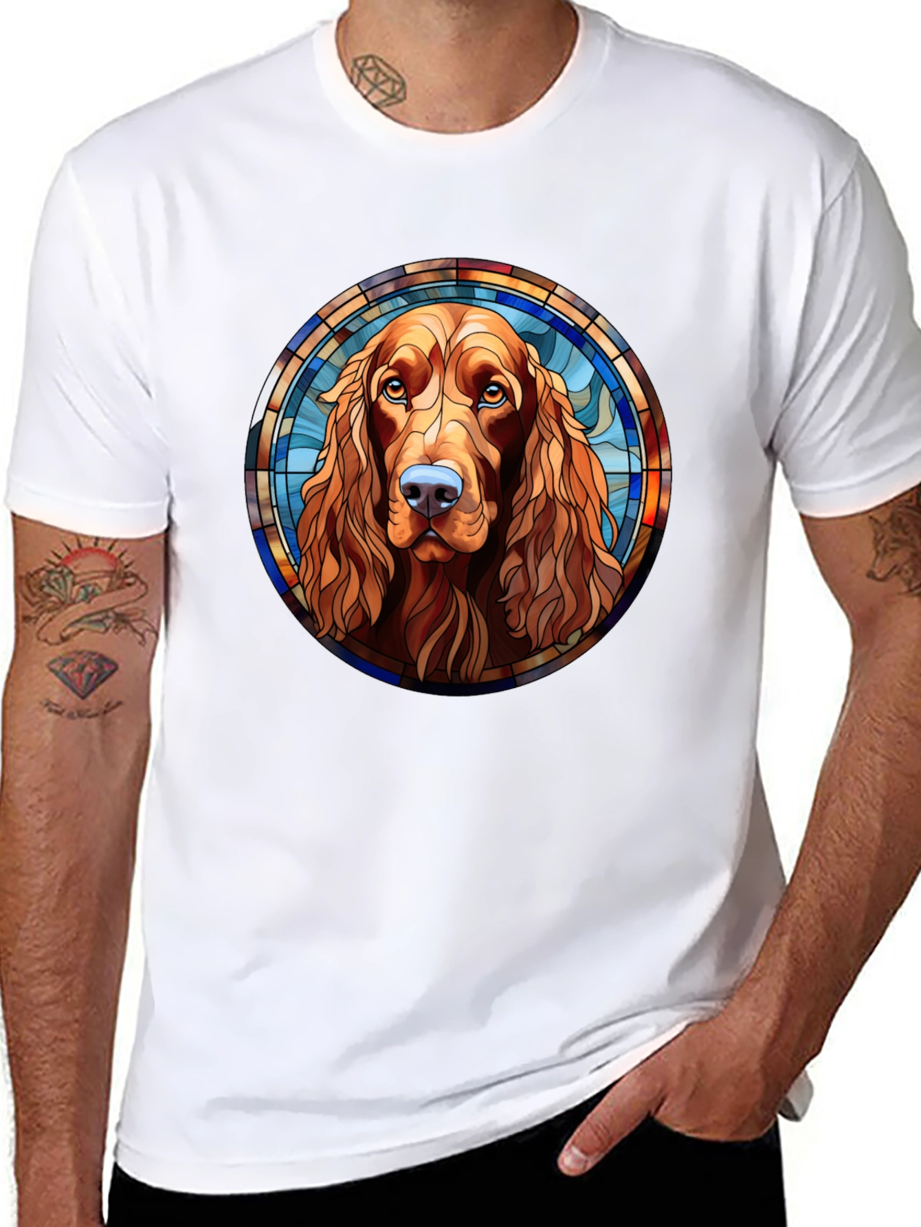 Dog Stained Glass T-Shirt Cocker Spaniel Tee