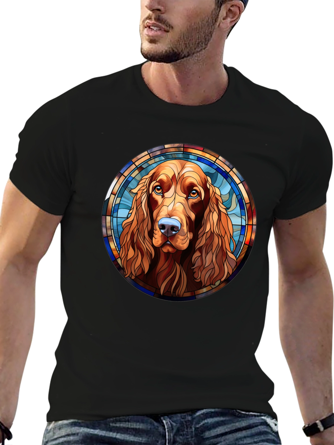 Dog Stained Glass T-Shirt Cocker Spaniel Tee
