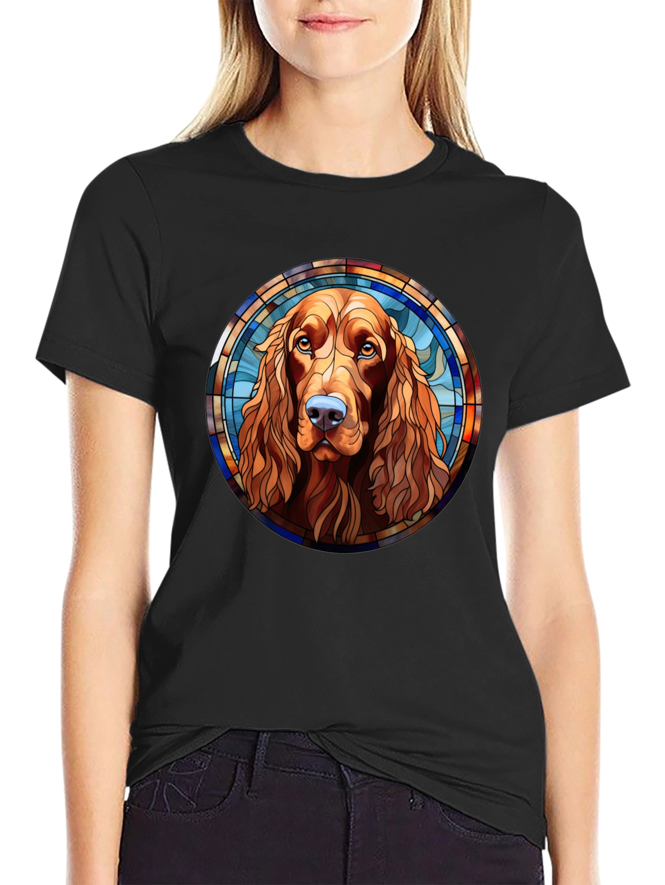 Dog Stained Glass T-Shirt Cocker Spaniel Tee