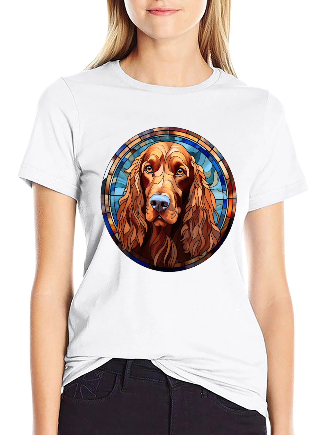 Dog Stained Glass T-Shirt Cocker Spaniel Tee