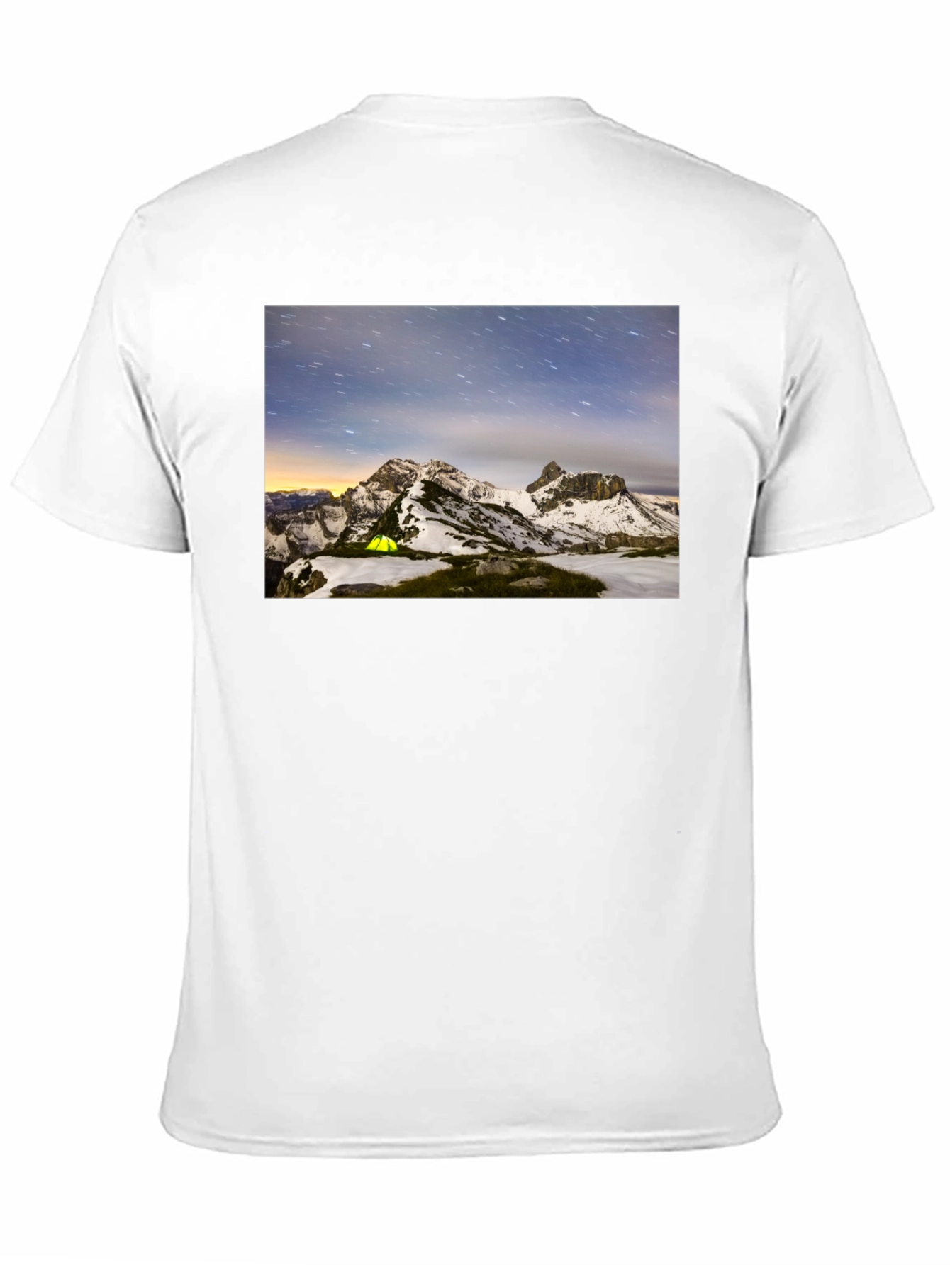 Mountain Starry Night Camping Black T-Shirt