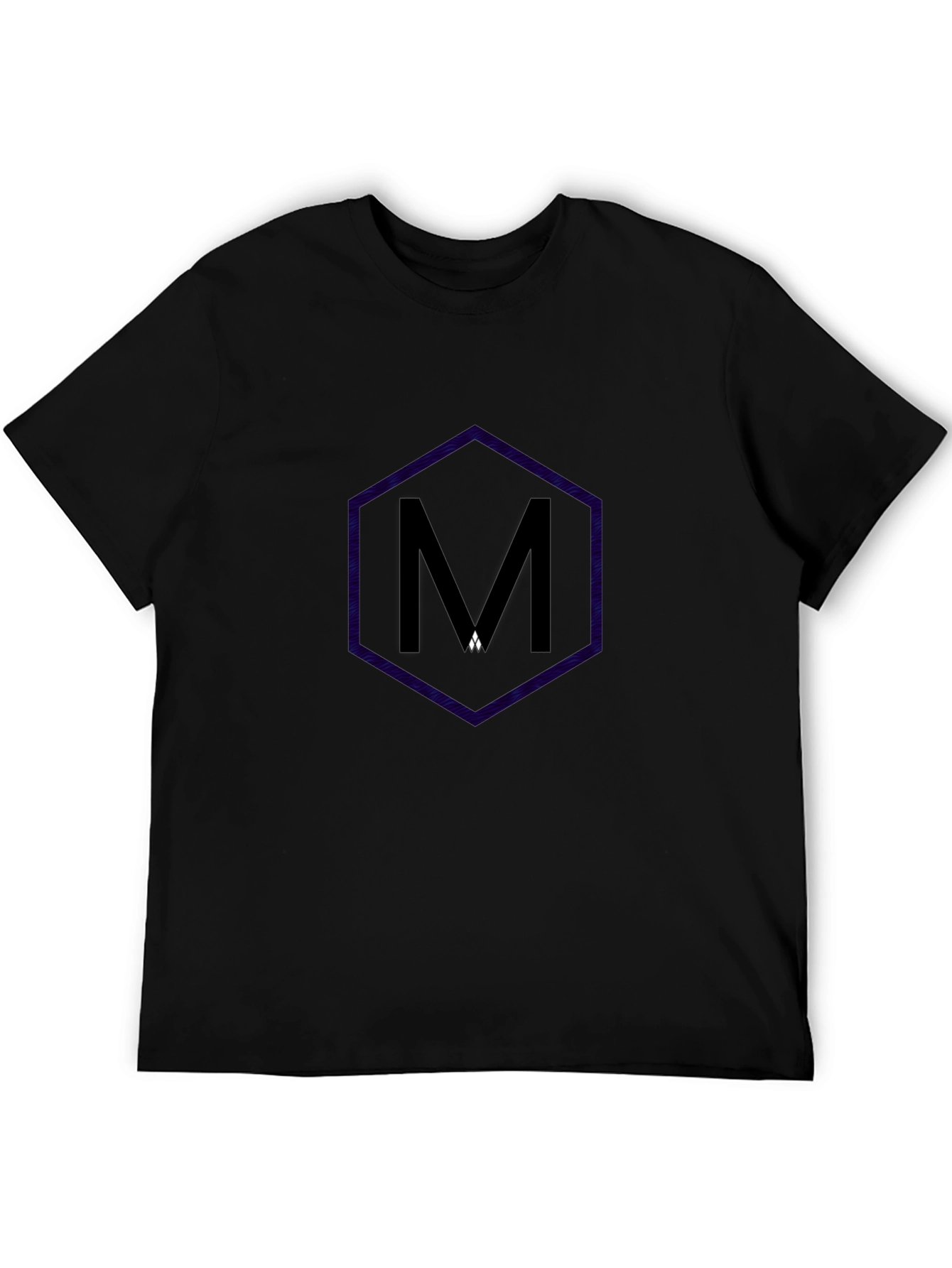 Mens Black T-Shirt with Hexagon M Design