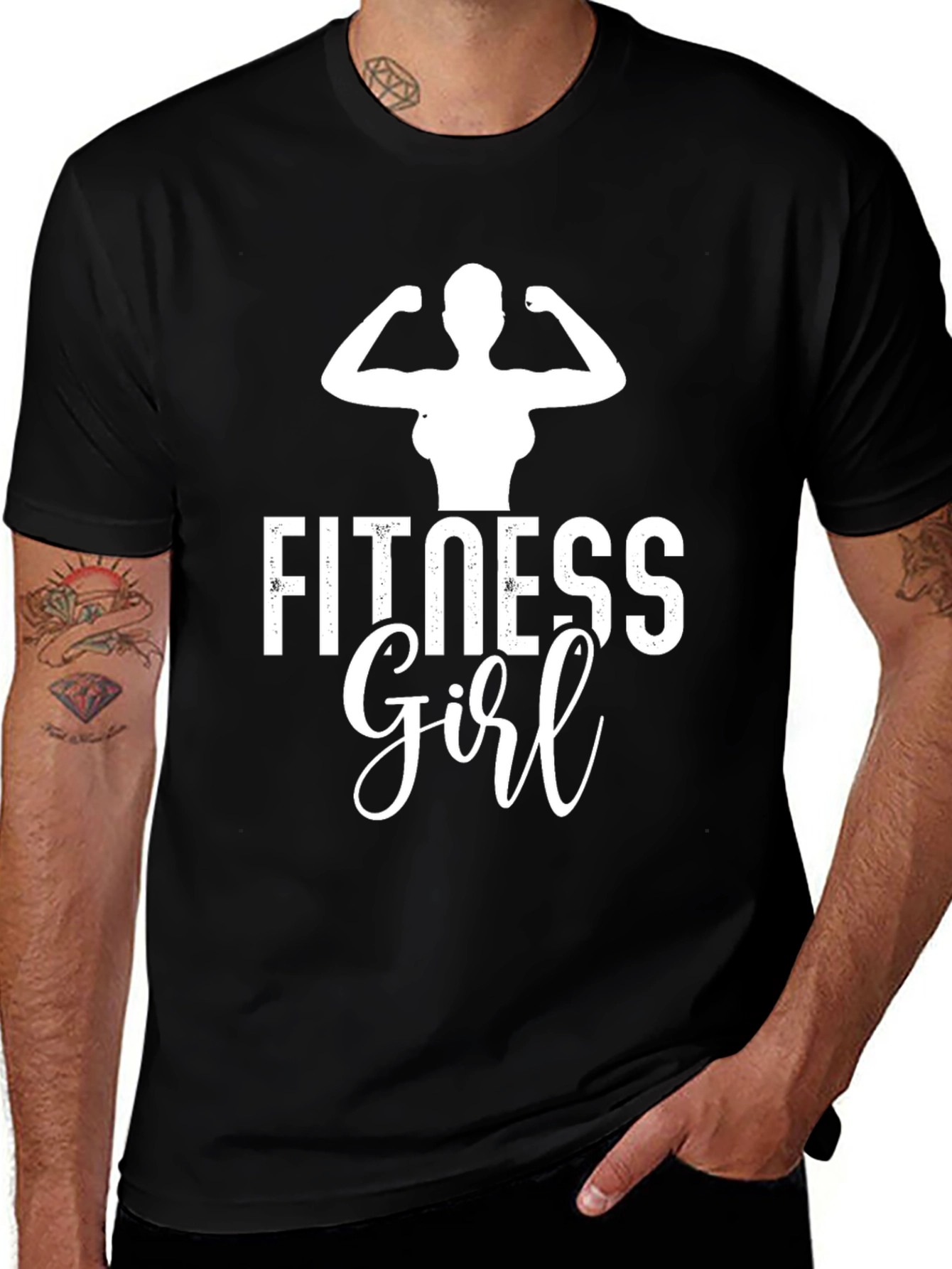 Fitness Girl Black T-Shirt Gym Workout Apparel