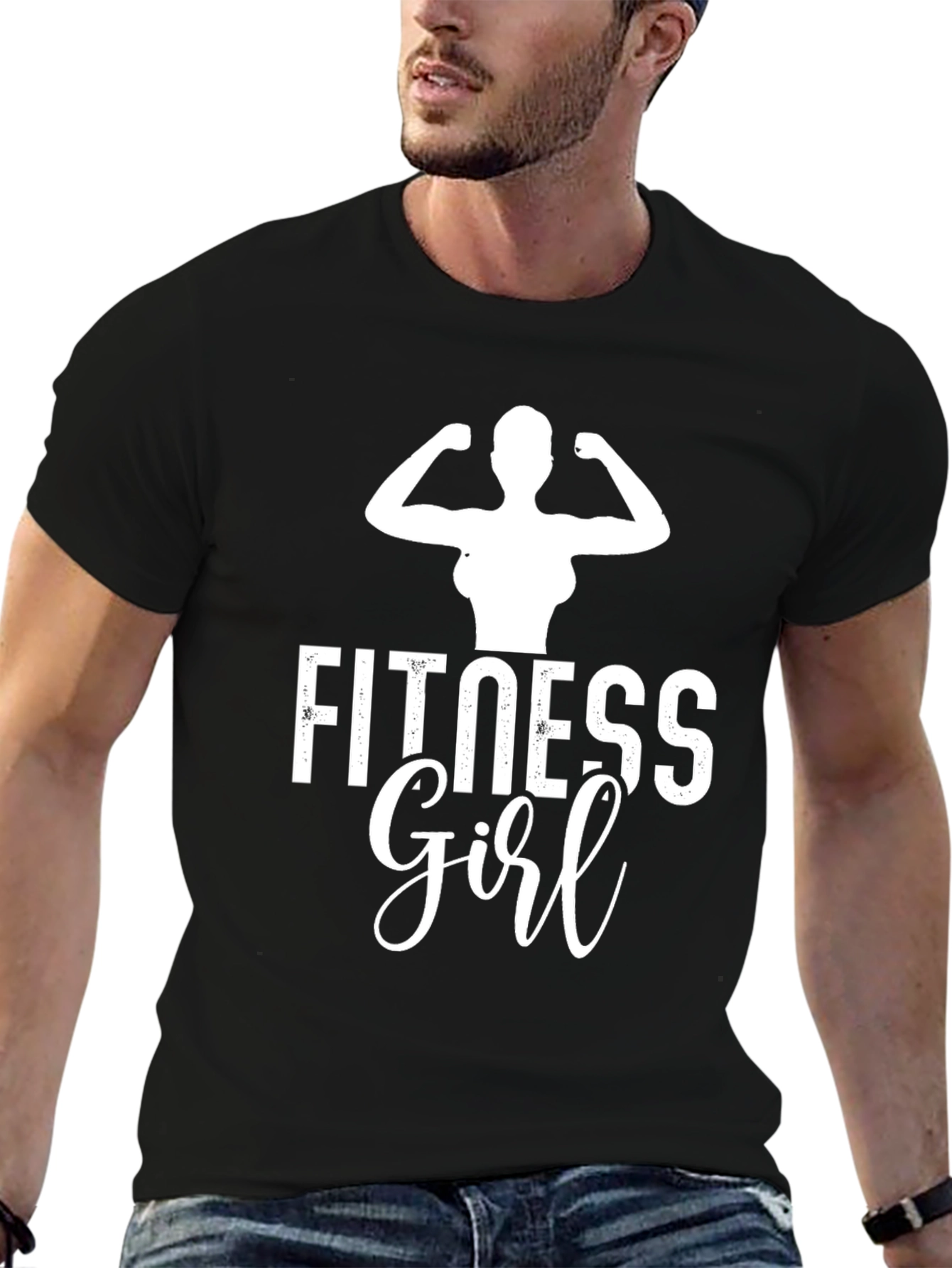 Fitness Girl Black T-Shirt Gym Workout Apparel