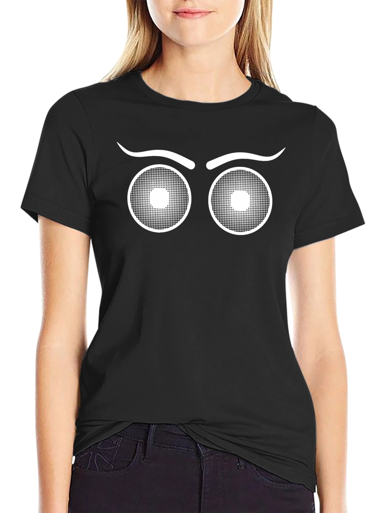 Funny Eyes Graphic Black T-Shirt
