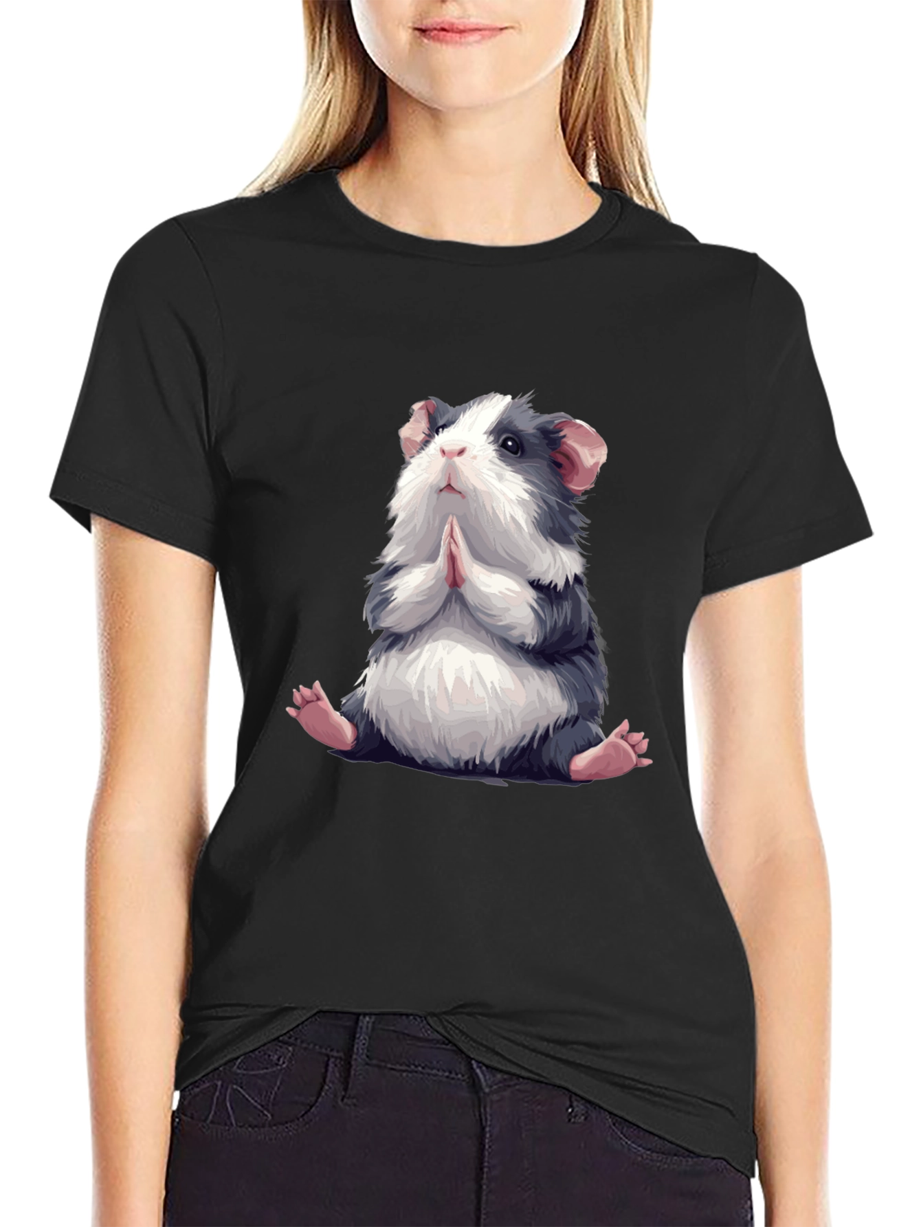 Praying Guinea Pig Graphic Tee - Cute Animal T-Shirt