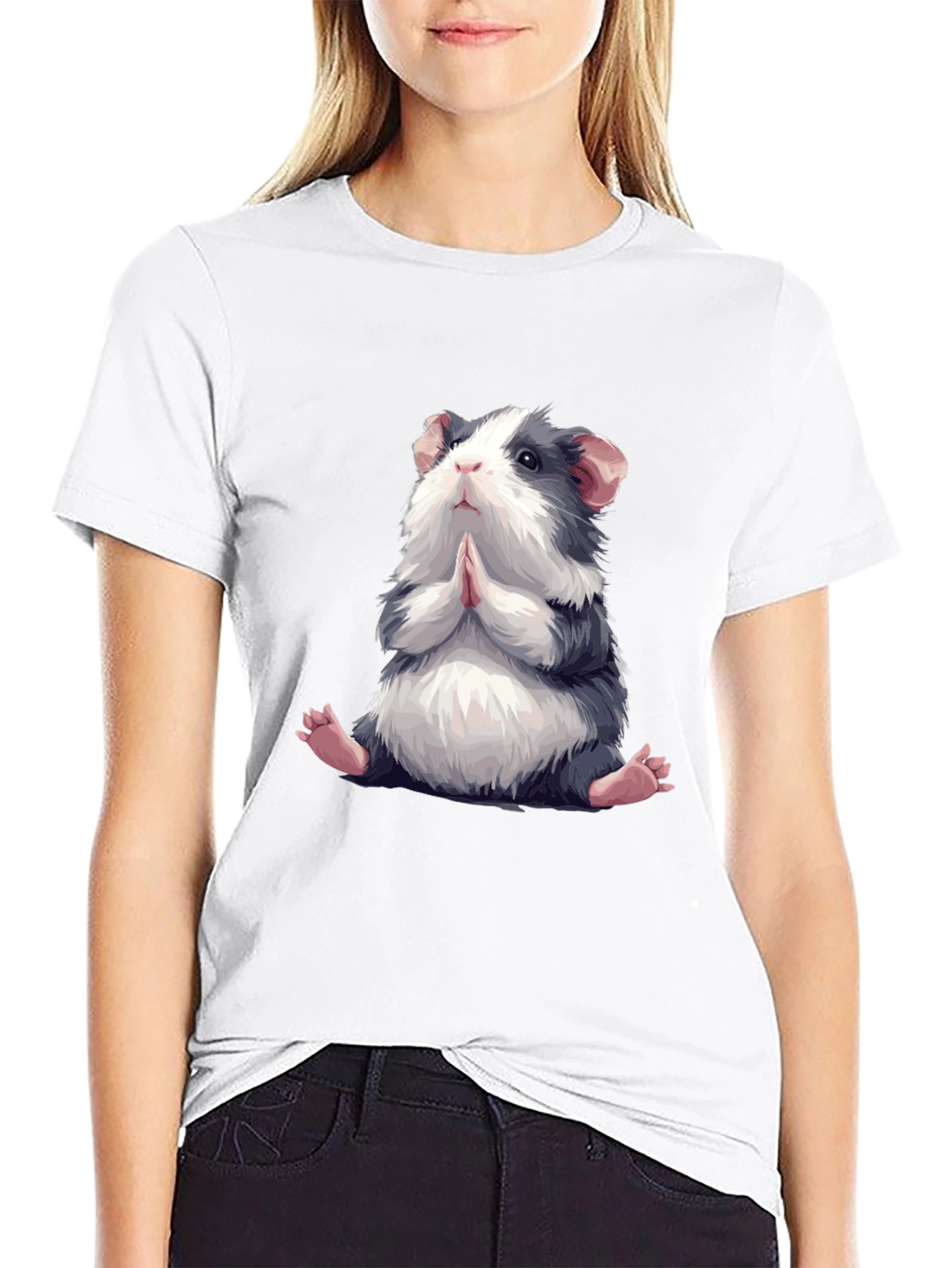 Praying Guinea Pig Graphic Tee - Cute Animal T-Shirt
