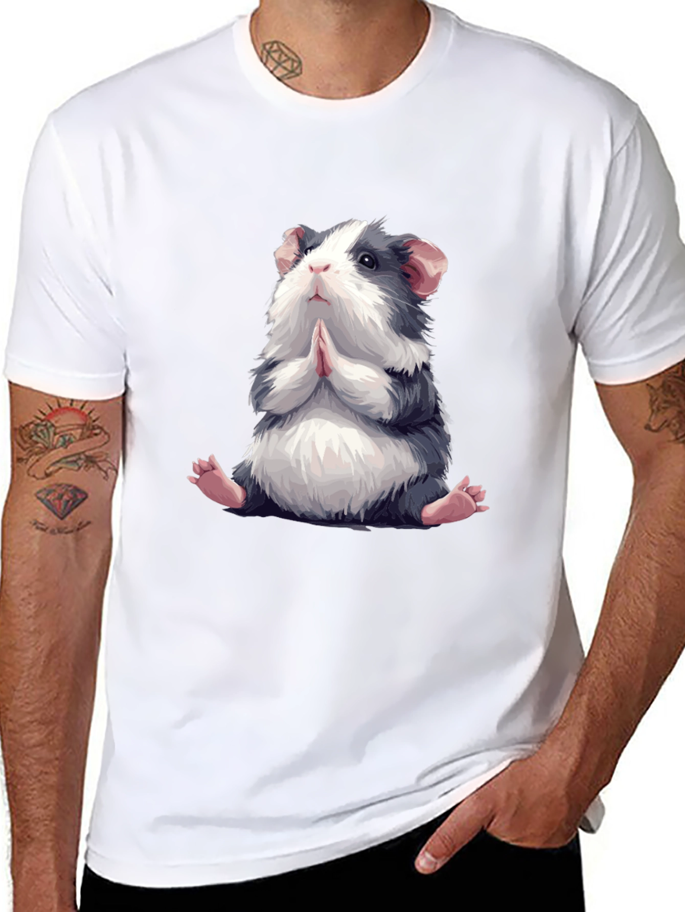 Praying Guinea Pig Graphic Tee - Cute Animal T-Shirt