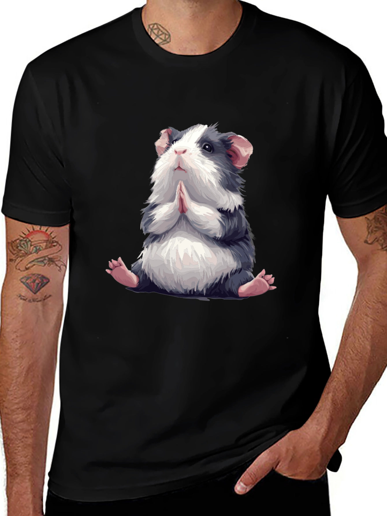Praying Guinea Pig Graphic Tee - Cute Animal T-Shirt