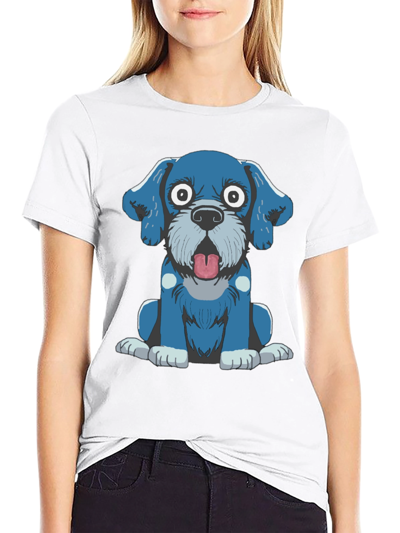 Cartoon Dog Graphic Tee - Black T-Shirt