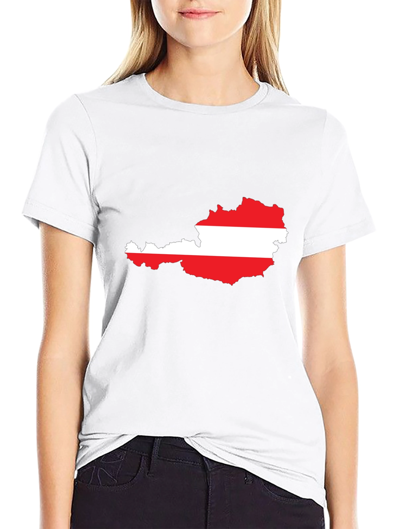 Austria Flag Map T-Shirt - Black