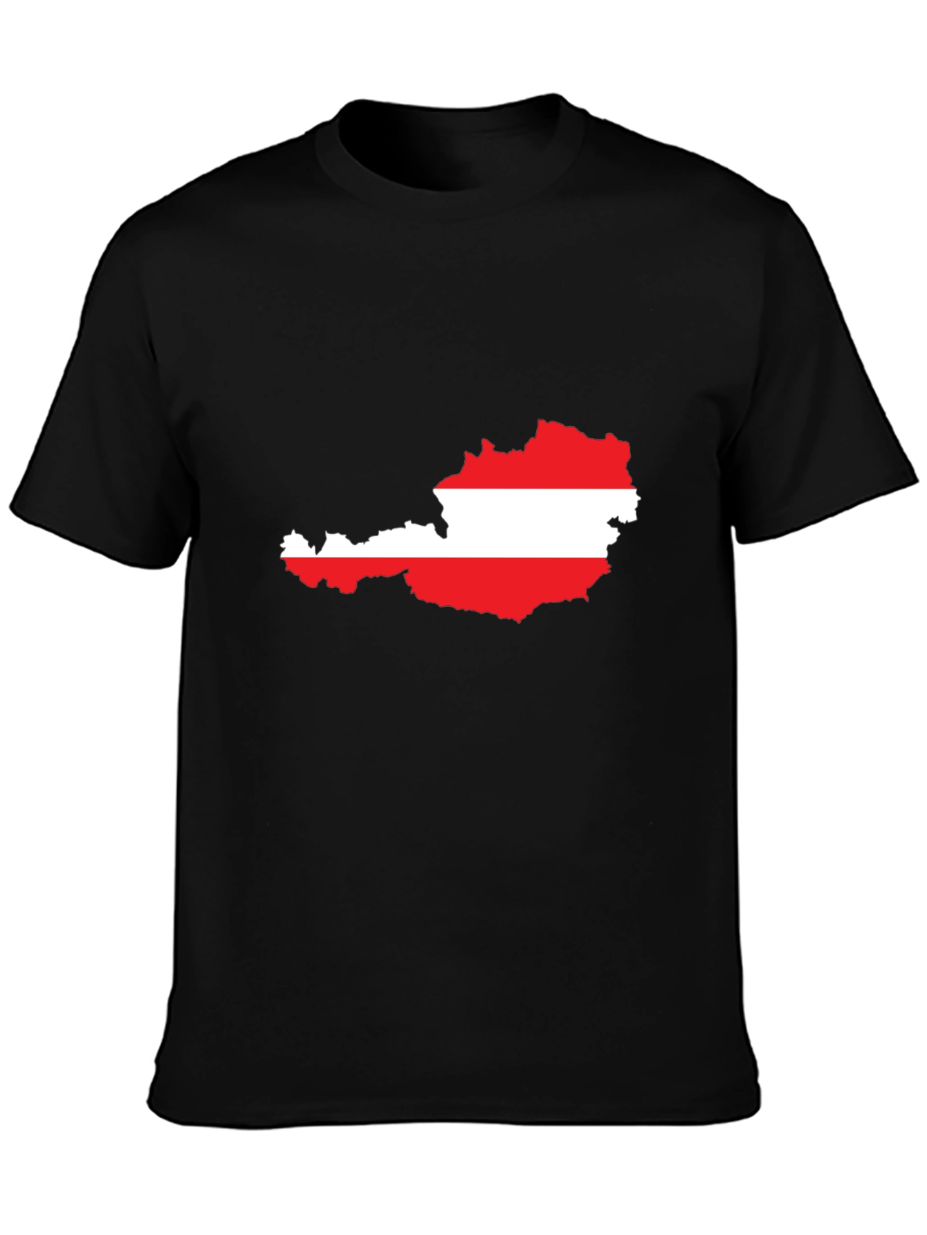 Austria Flag Map T-Shirt - Black