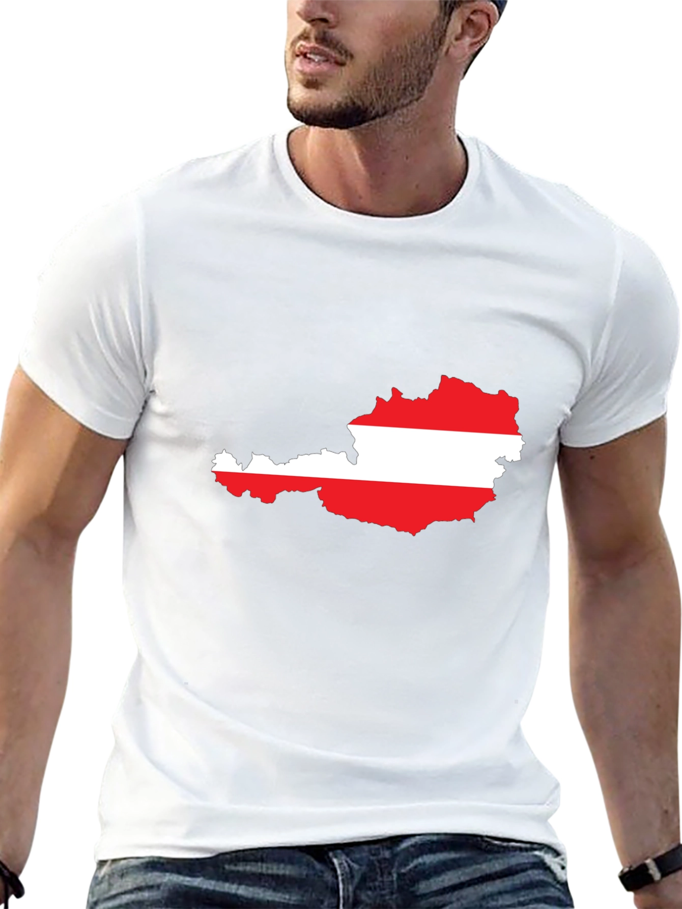 Austria Flag Map T-Shirt - Black