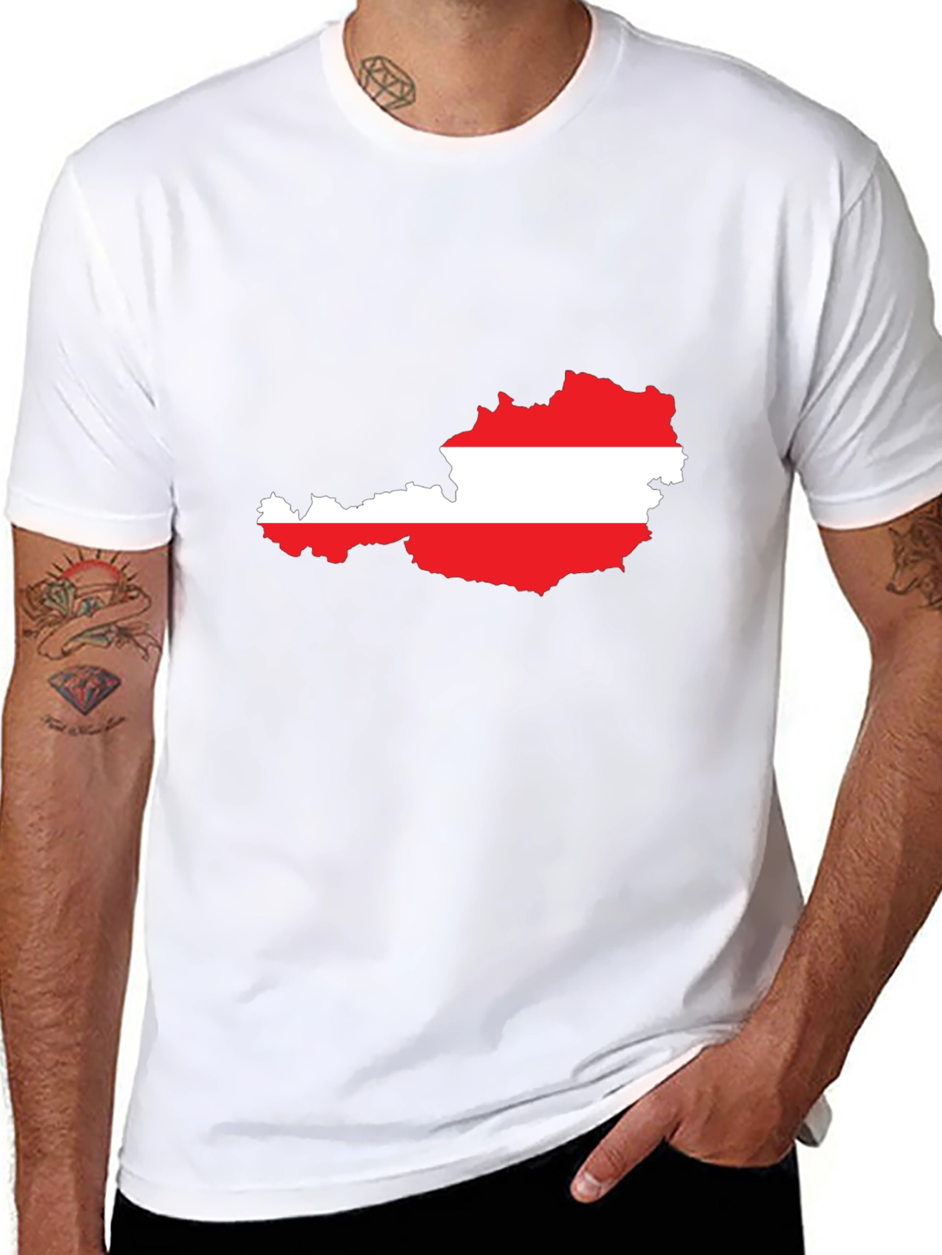 Austria Flag Map T-Shirt - Black