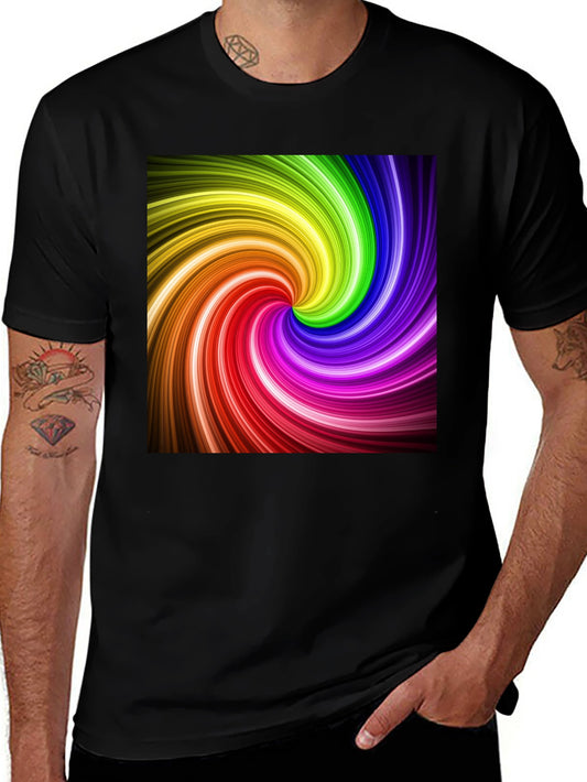 Rainbow Swirl Graphic Black T-Shirt