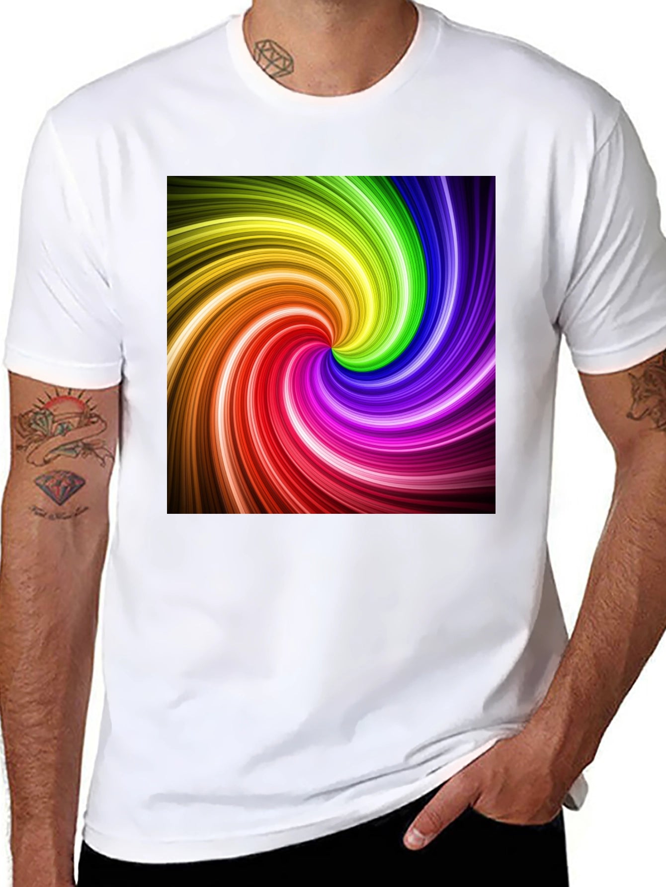Rainbow Swirl Graphic Black T-Shirt